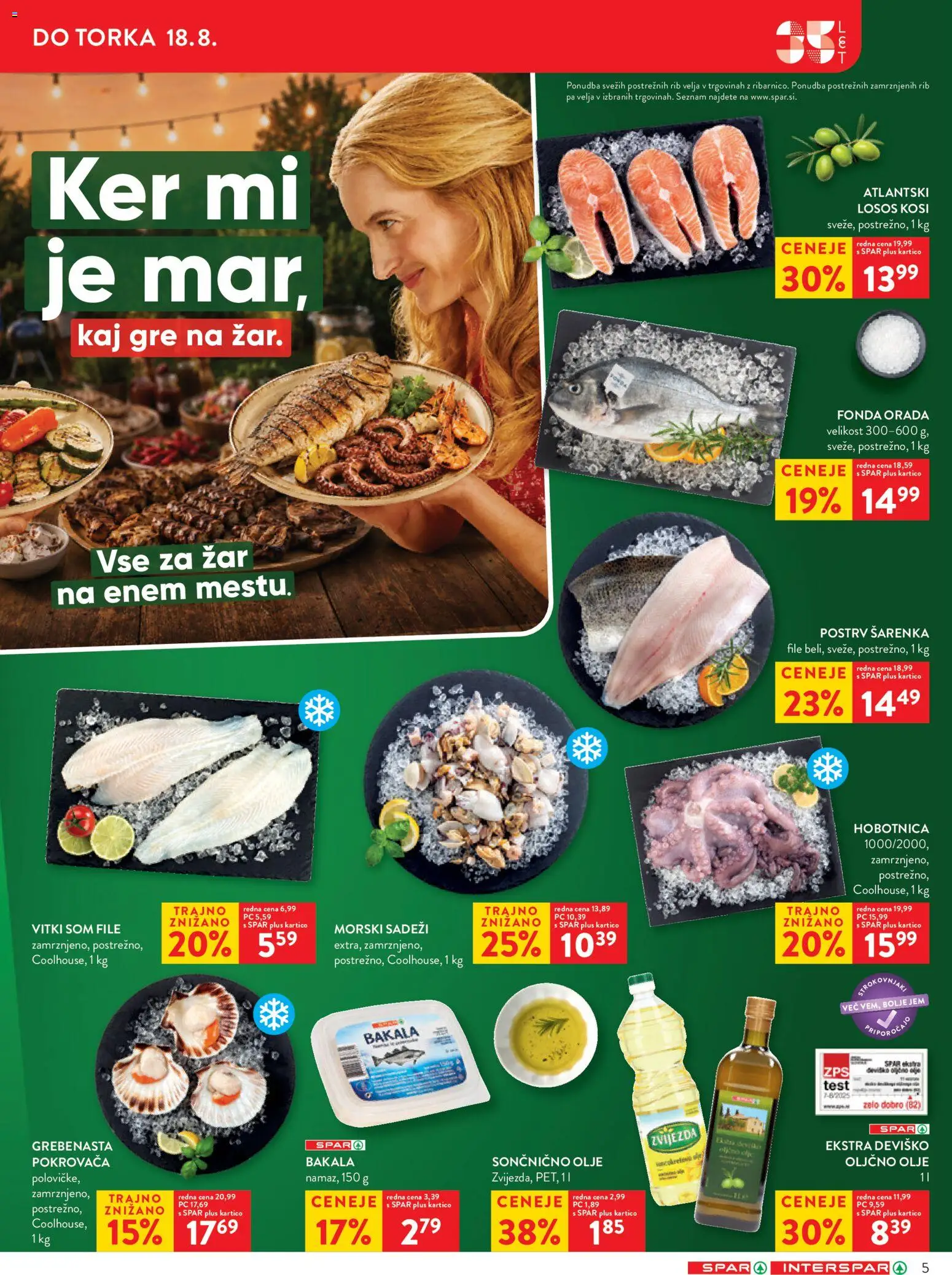 Novi Spar katalog ponudbe – veljaven od 12.08.2026 | Stran: 5 | Izdelki: Postrv, Oljčno olje, Olje, Orada
