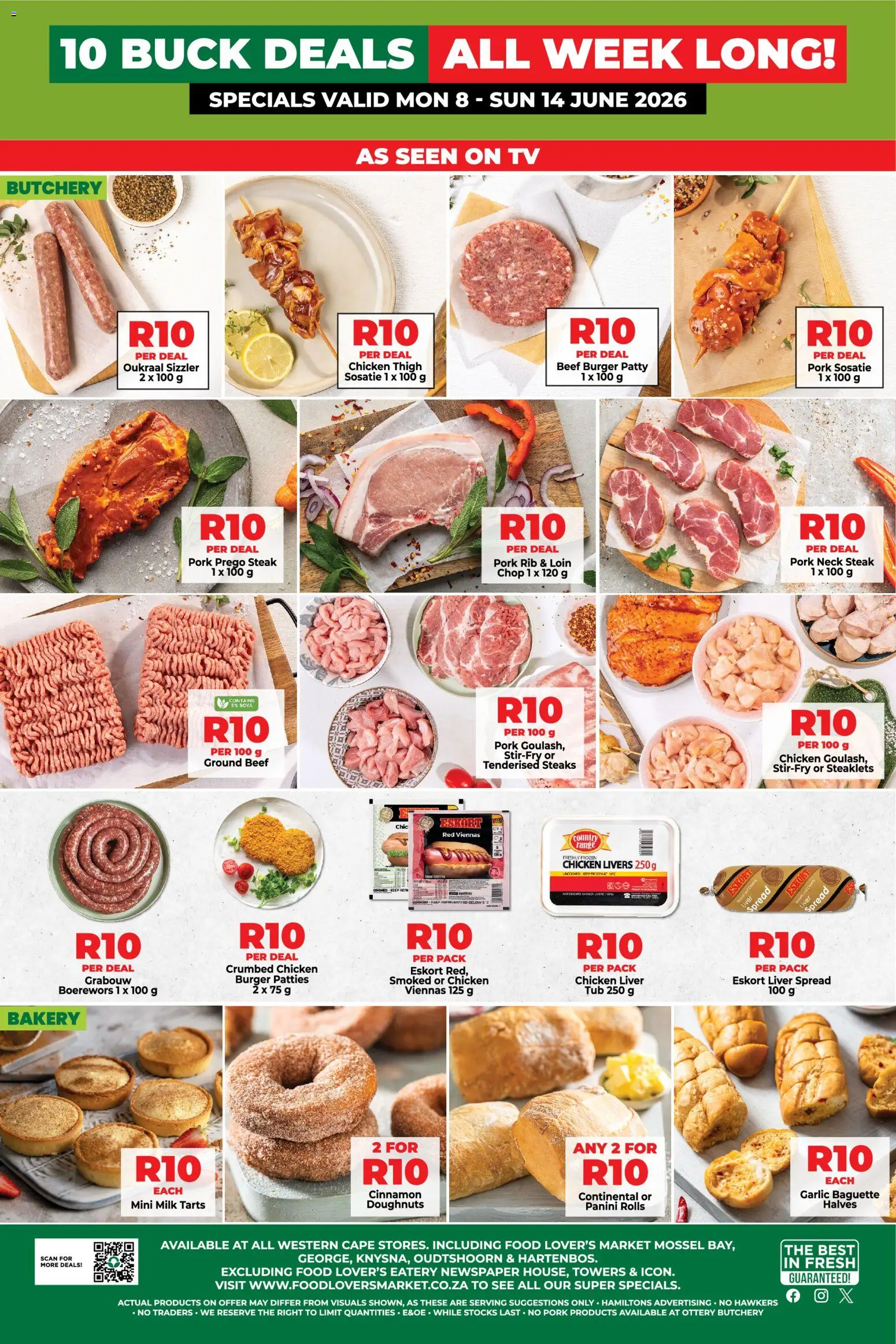 New Food Lover's Market catalogue – valid from 08.06.2026 | Page: 2 | Products: Steak, Boerewors, Pork, Garlic