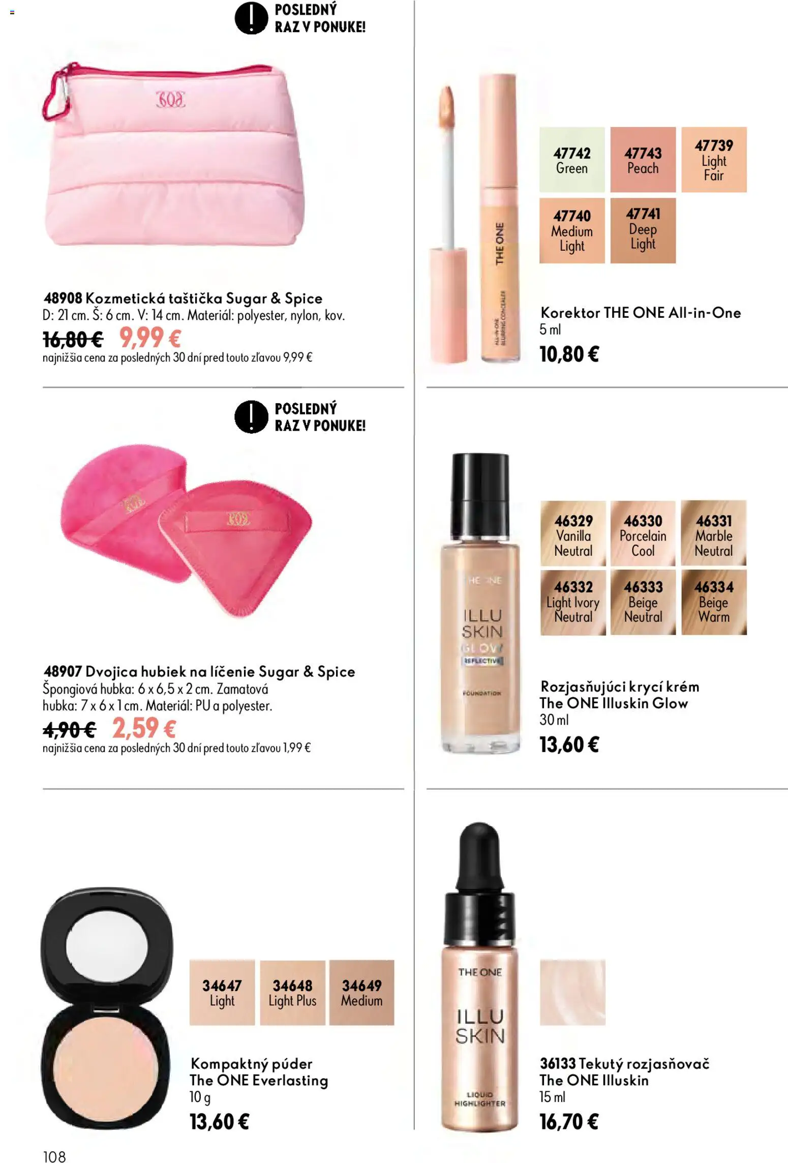 Nové Oriflame akcie – leták je platný od 09.09.2026 | Strana: 108 | Produkty: Korektor, Púder, Hubka, Krém