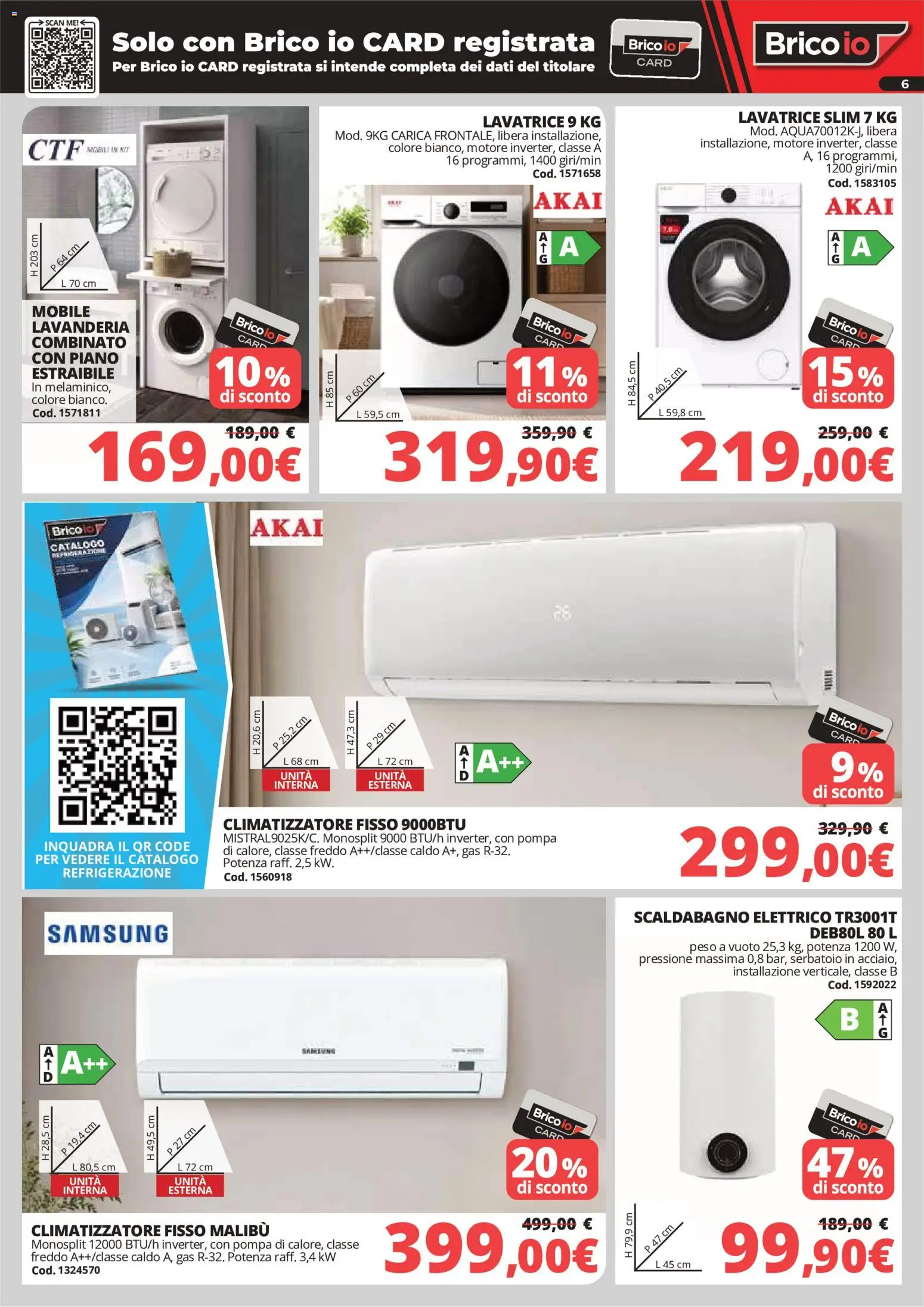Volantino Brico io del 04.06.2026 | Pagina: 6 | Prodotti: Mobile, Climatizzatore, Lavatrice, Samsung