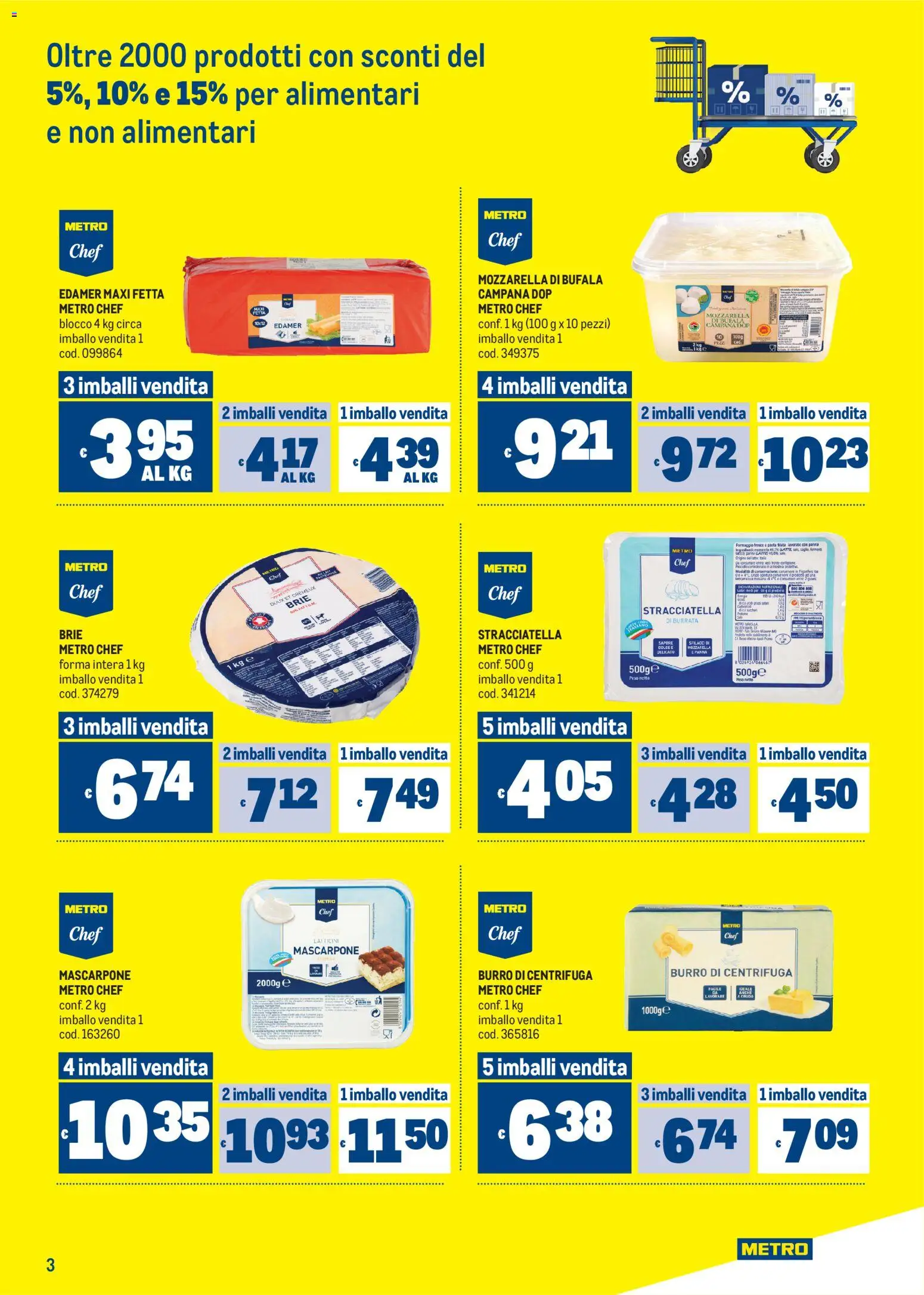 Volantino Metro del 08/10/2026 | Pagina: 3 | Prodotti: Panna, Formaggio, Mascarpone, Burrata