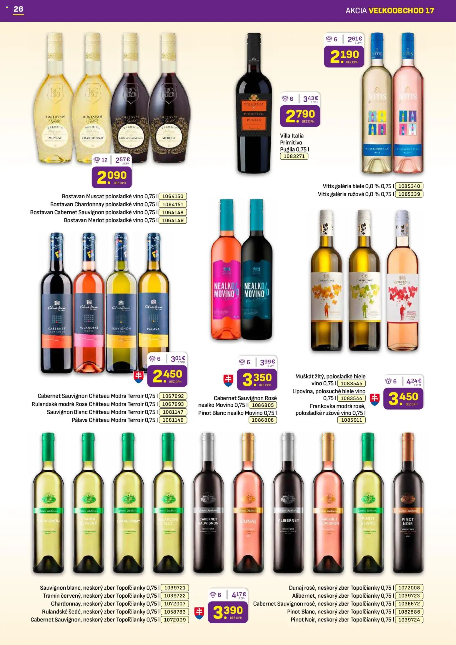 Nové Libex akcie – leták je platný od 24.08.2026 | Strana: 26 | Produkty: Biele víno, Víno, Rúžové víno