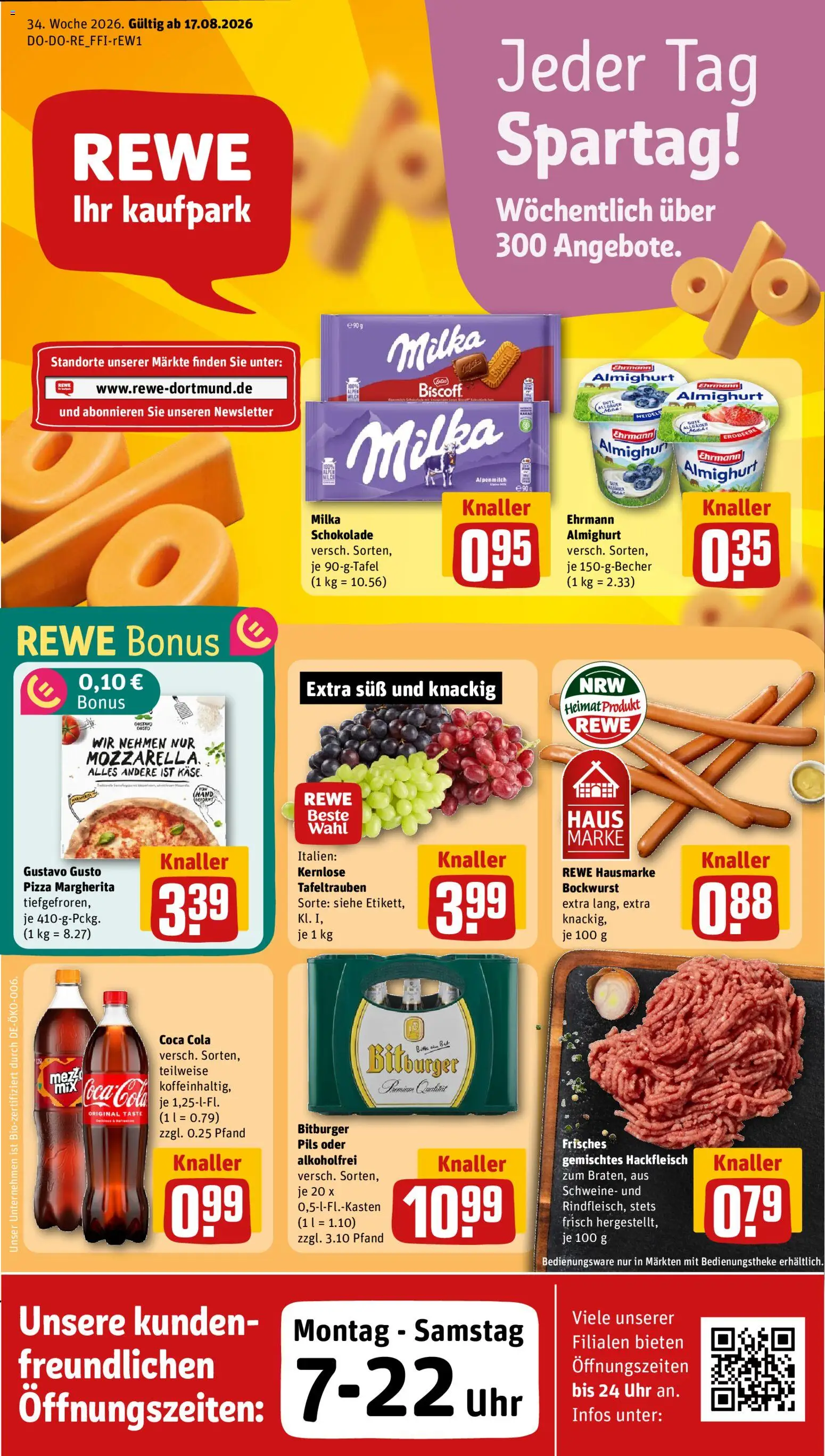 Rewe ihr Kaufpark Prospekt – gültig ab 17.08.2026 | Seite: 1 | Produkte: Gustavo gusto, Pils, Milka, Pizza