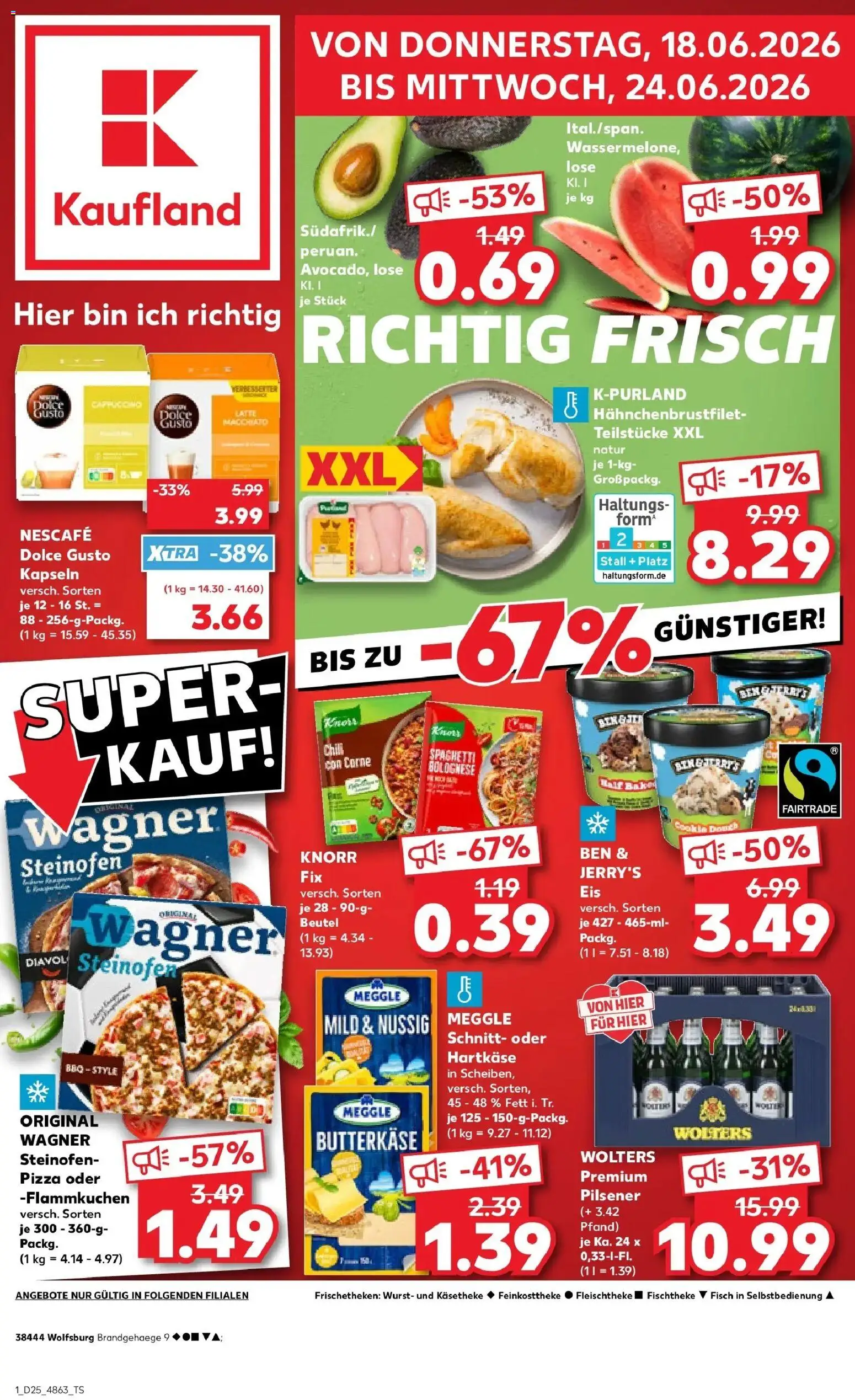 Kaufland Prospekt Wolfsburg – gültig ab 15.06.2026 | Seite: 12 | Produkte: Nescafe, Fisch, Pizza, Dolce gusto