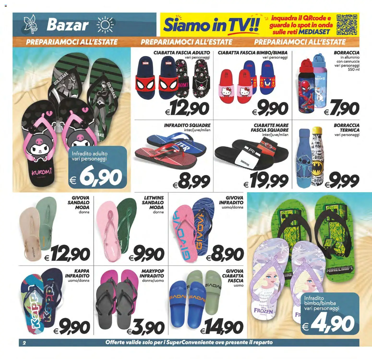 Volantino SuperConveniente del 09.06.2026 | Pagina: 27 | Prodotti: Ciabatte, TV, Alluminio, Borraccia