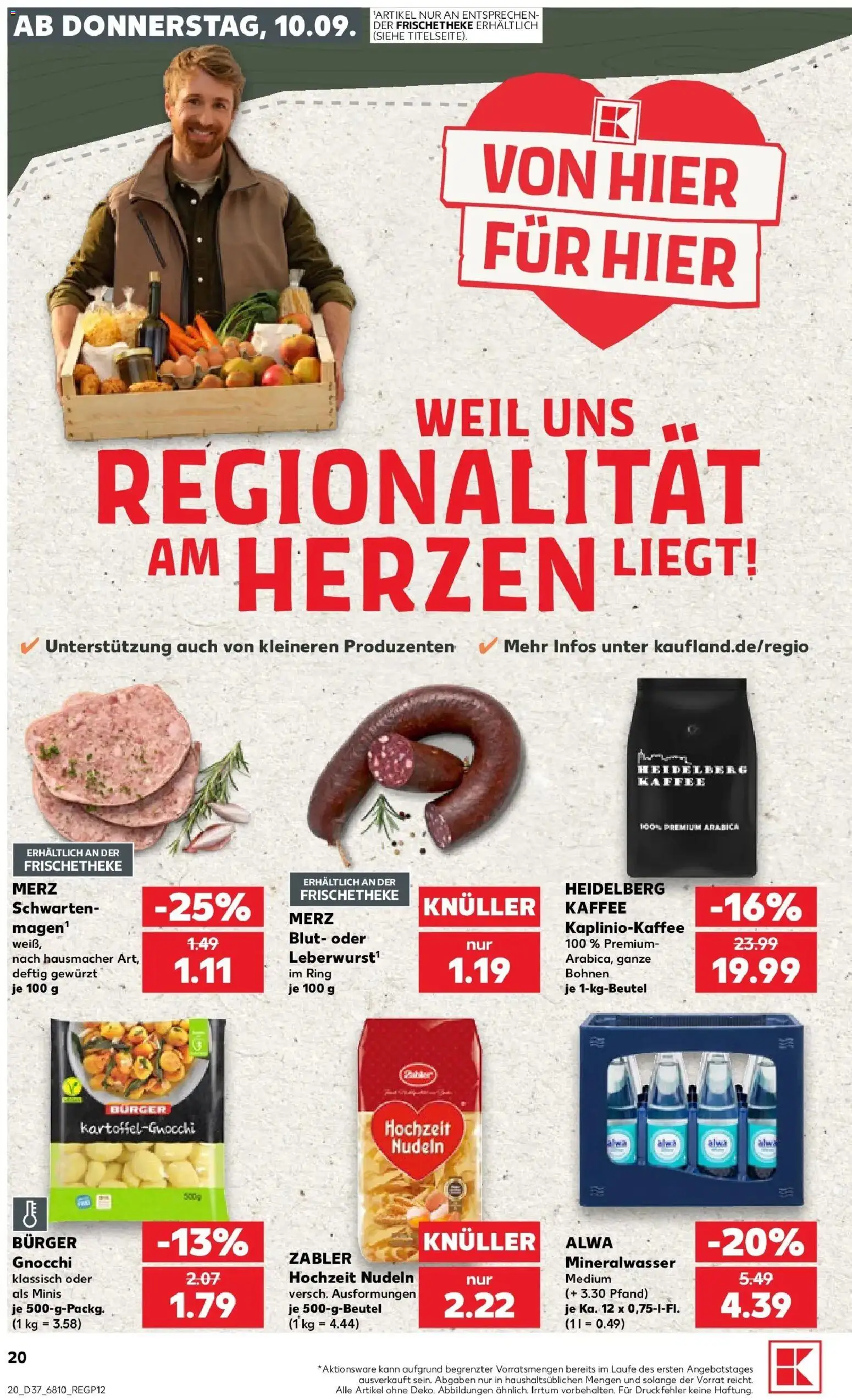 Prospekt Kaufland ab 07.09.2026 » Angebote Online zum Blättern | Seite: 29 | Produkte: Gnocchi, Burger, Mineralwasser, Nudeln