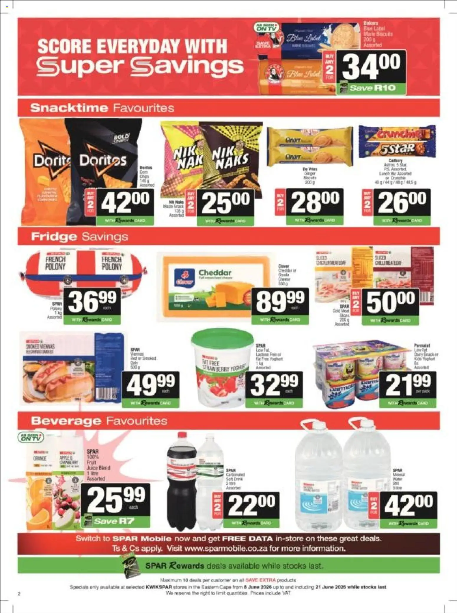 New KWIKSPAR catalogue – valid from 08.06.2026 | Page: 3 | Products: Data, Yoghurt, Polony, Juice