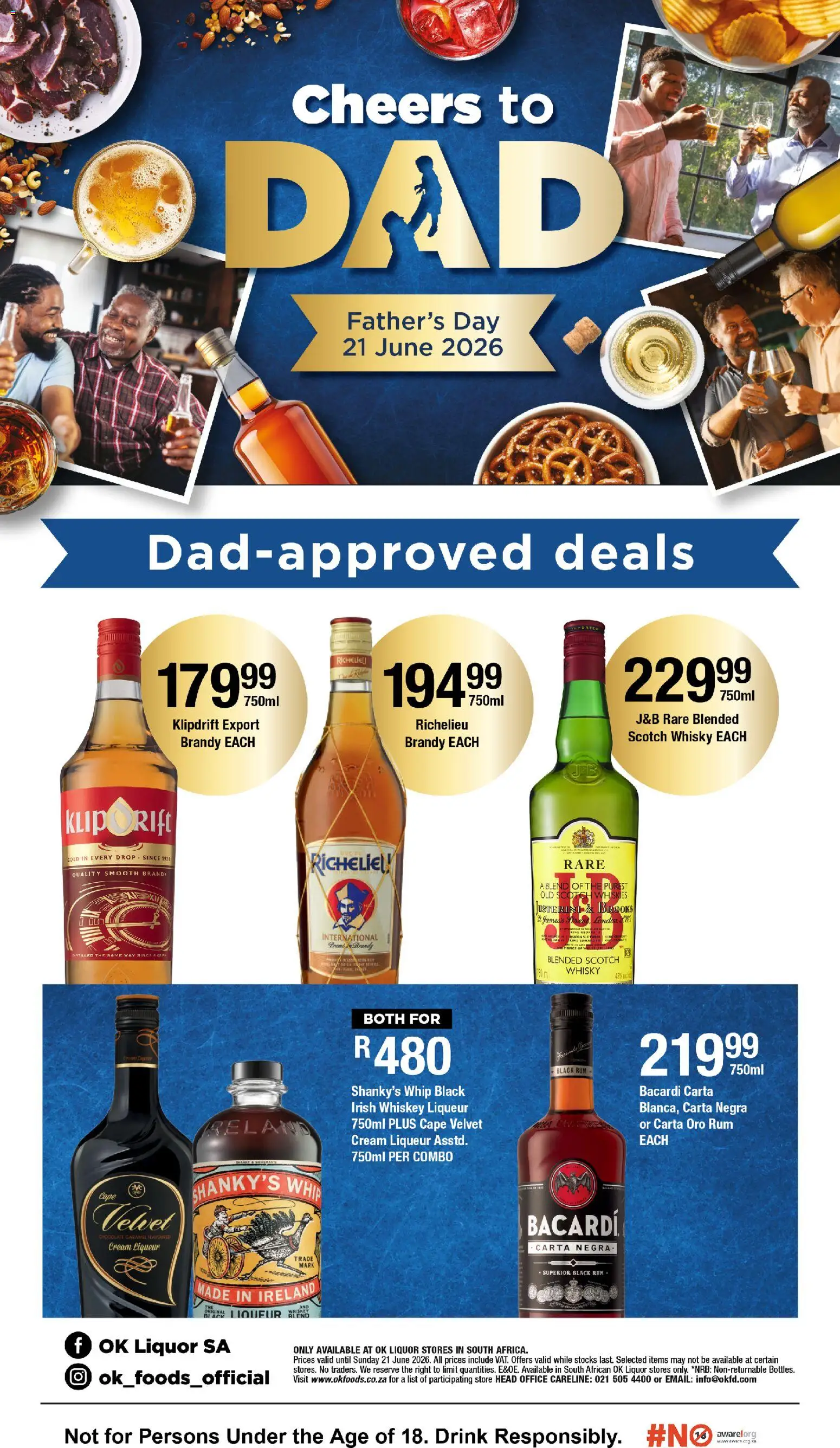 New OK Foods catalogue – valid from 11.06.2026 | Page: 1 | Products: Brandy, Rum, Cream, Whiskey