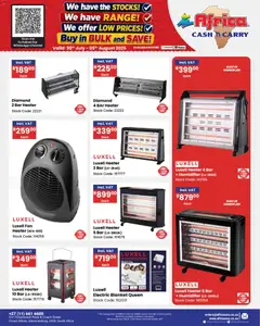 Africa Cash & Carry specials catalogue – valid from 30/07/2026 | Page: 36 | Products: Fan, Fan heater, Heater, Stock