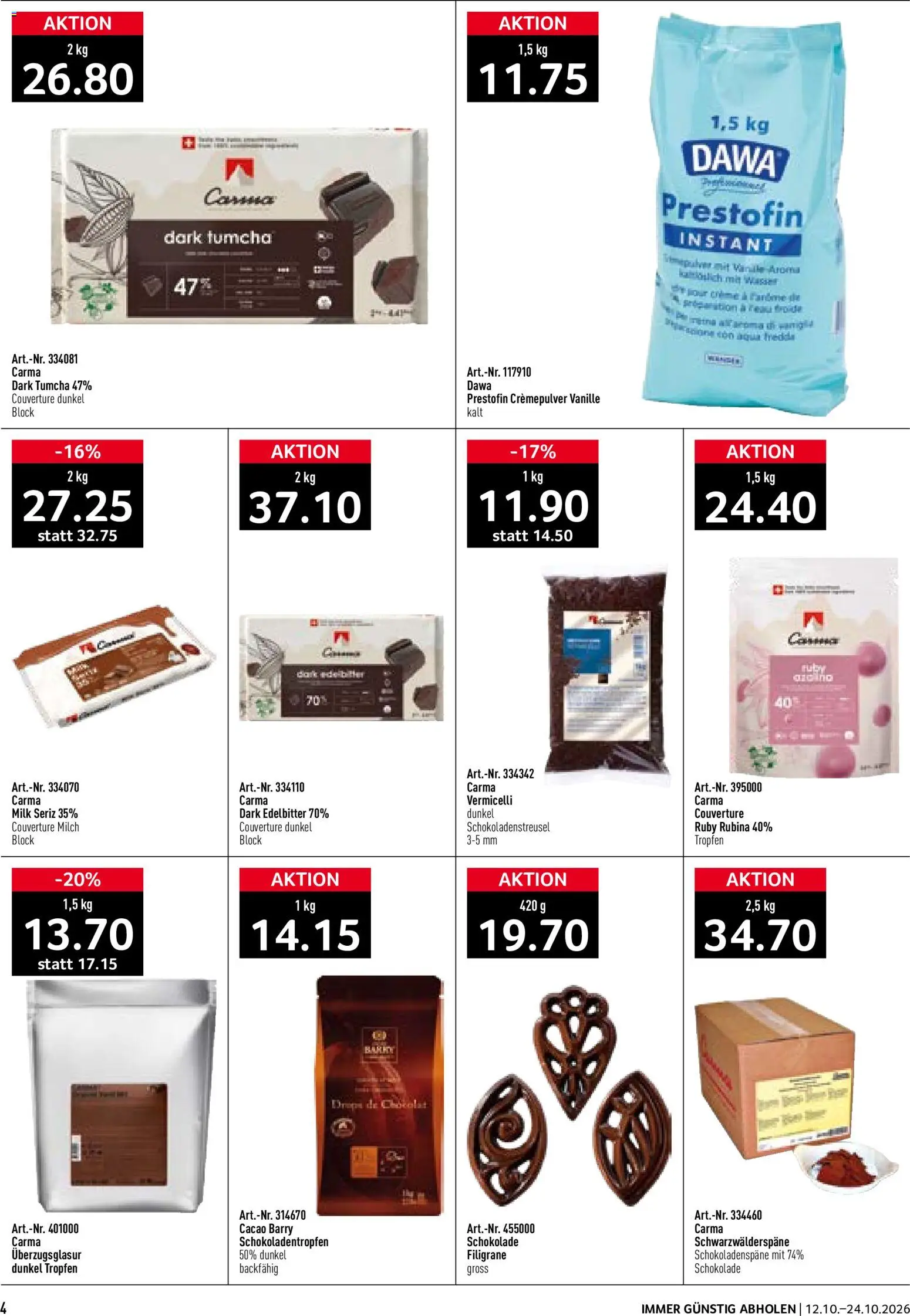 Prodega aktionen Bäckerei – gültig ab 12.10.2026 | Seite: 4 | Produkte: Vanille, Milch, Schokolade