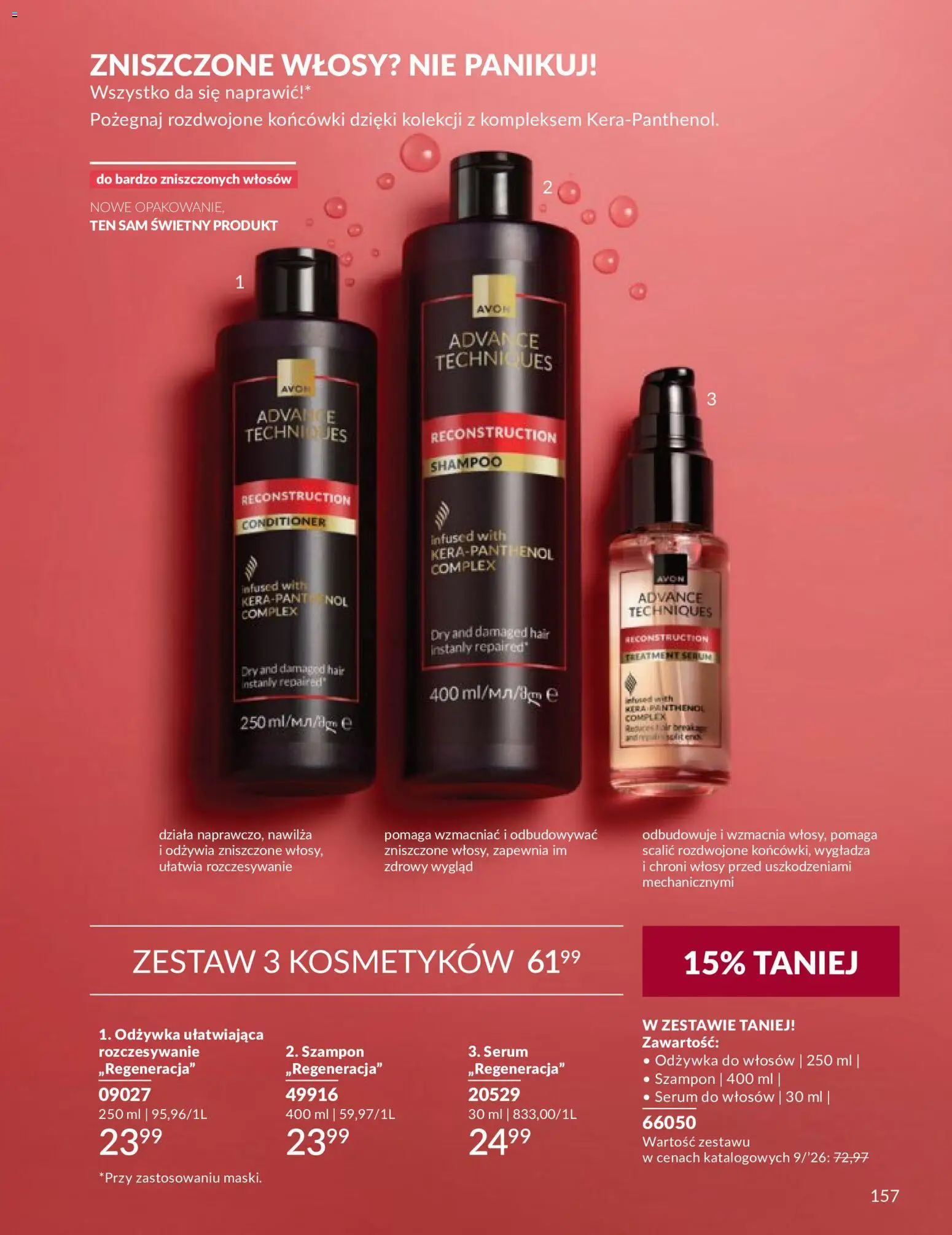 Avon Katalog 9 2026 od 01.09.2026 | Strona: 157 | Produkty: Szampon, Odżywka, Odżywka do włosów