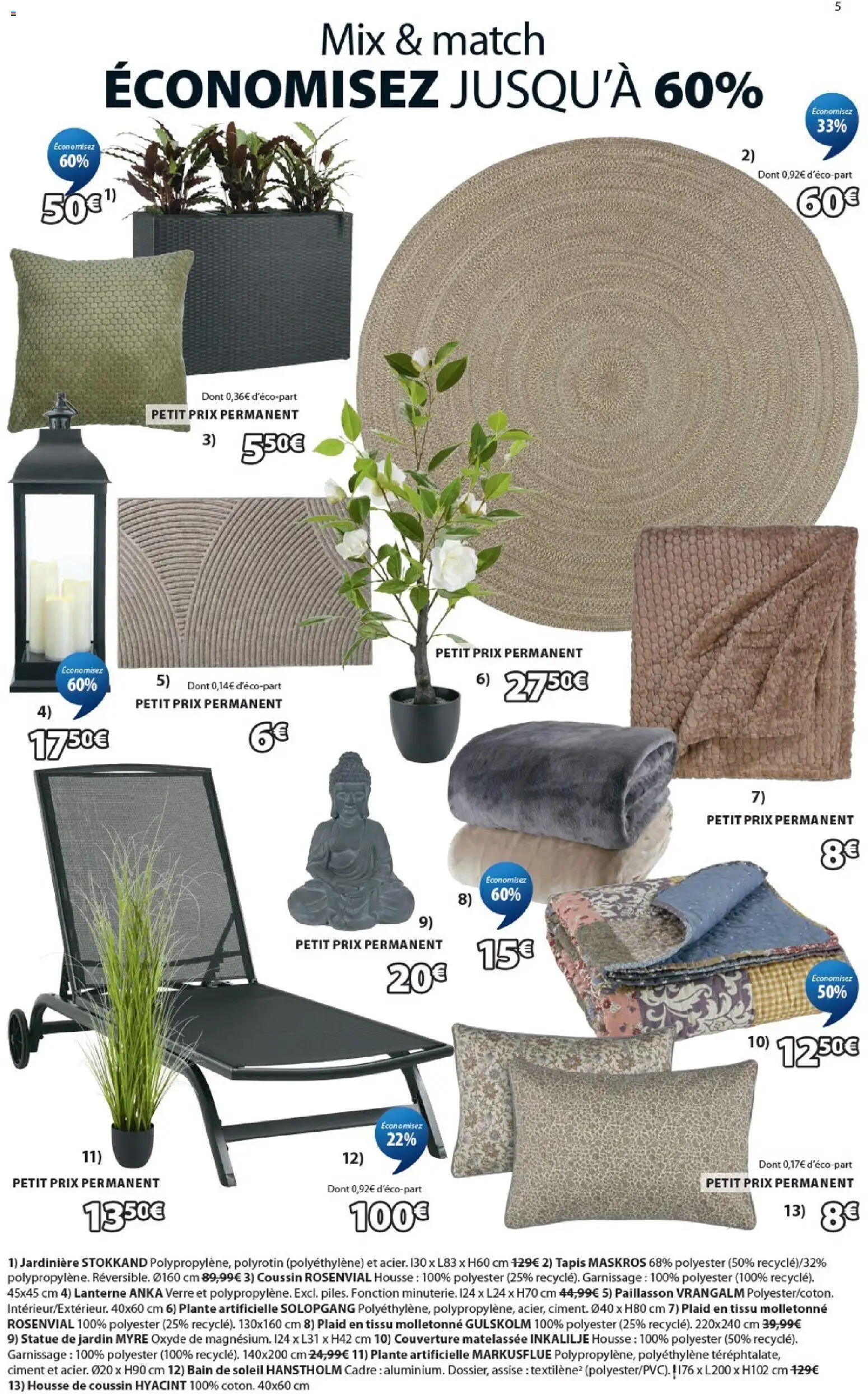 {H1} | Page: 5 | Produits: Bain de soleil, Jardinière, Plante artificielle, Couverture