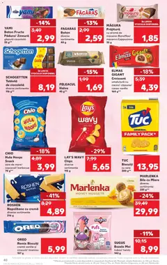 Kaufland RO akciós újság - amely érvényes a következő dátumtól: 17.06.2026 | Oldal: 40 | Termékek: Tiramisu, Chips, Croissant, Nuggets