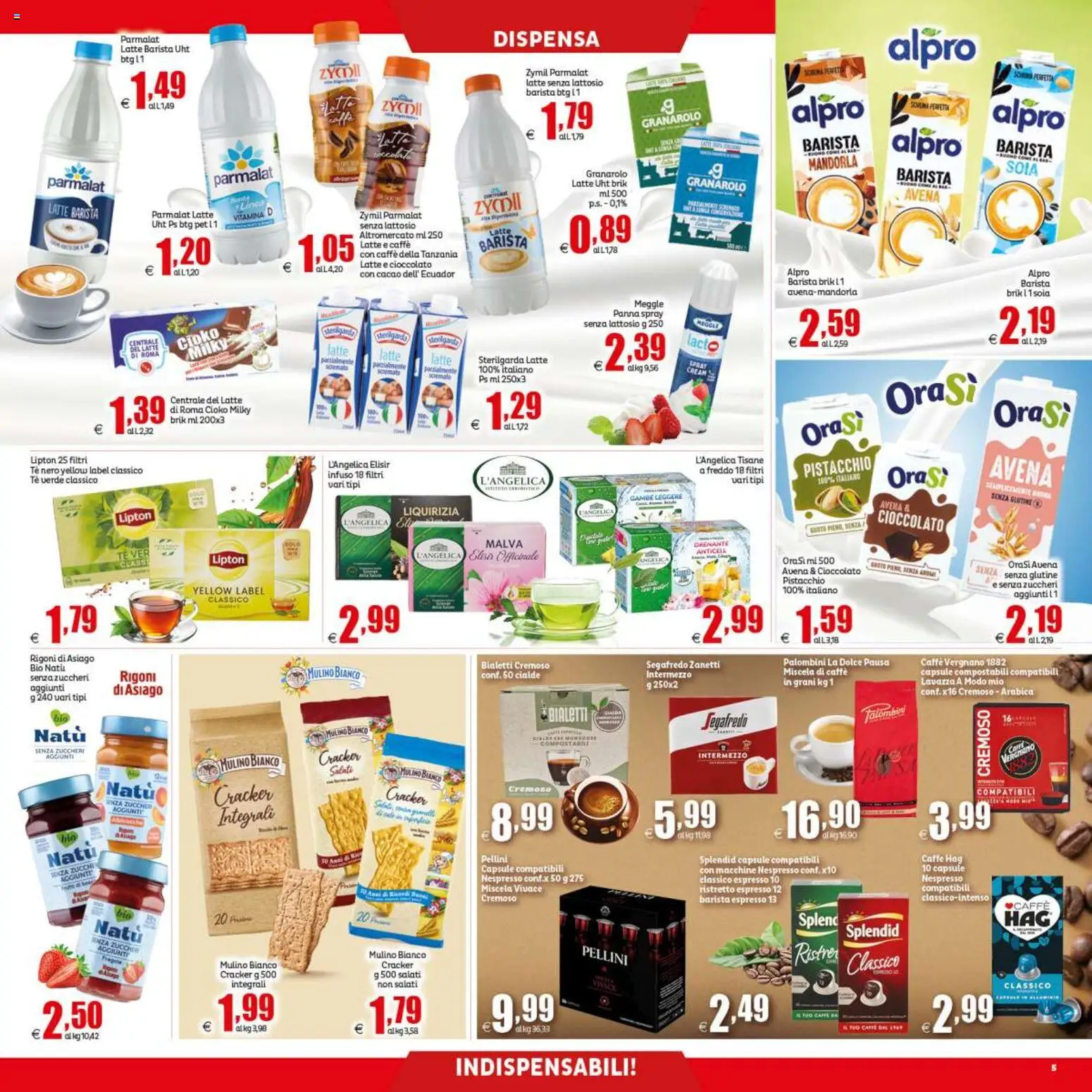 Volantino Elite Supermercati del 04/09/2026 | Pagina: 5 | Prodotti: Caffè, Cracker, Pellini, Senza lattosio