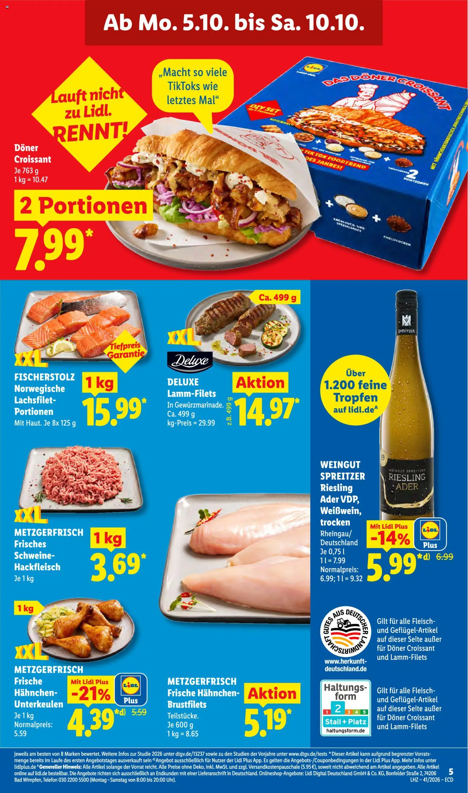 Lidl Německo leták od 05.10.2026 | Strana: 11 | Produkty: Telefon, Deluxe, Croissant, Riesling
