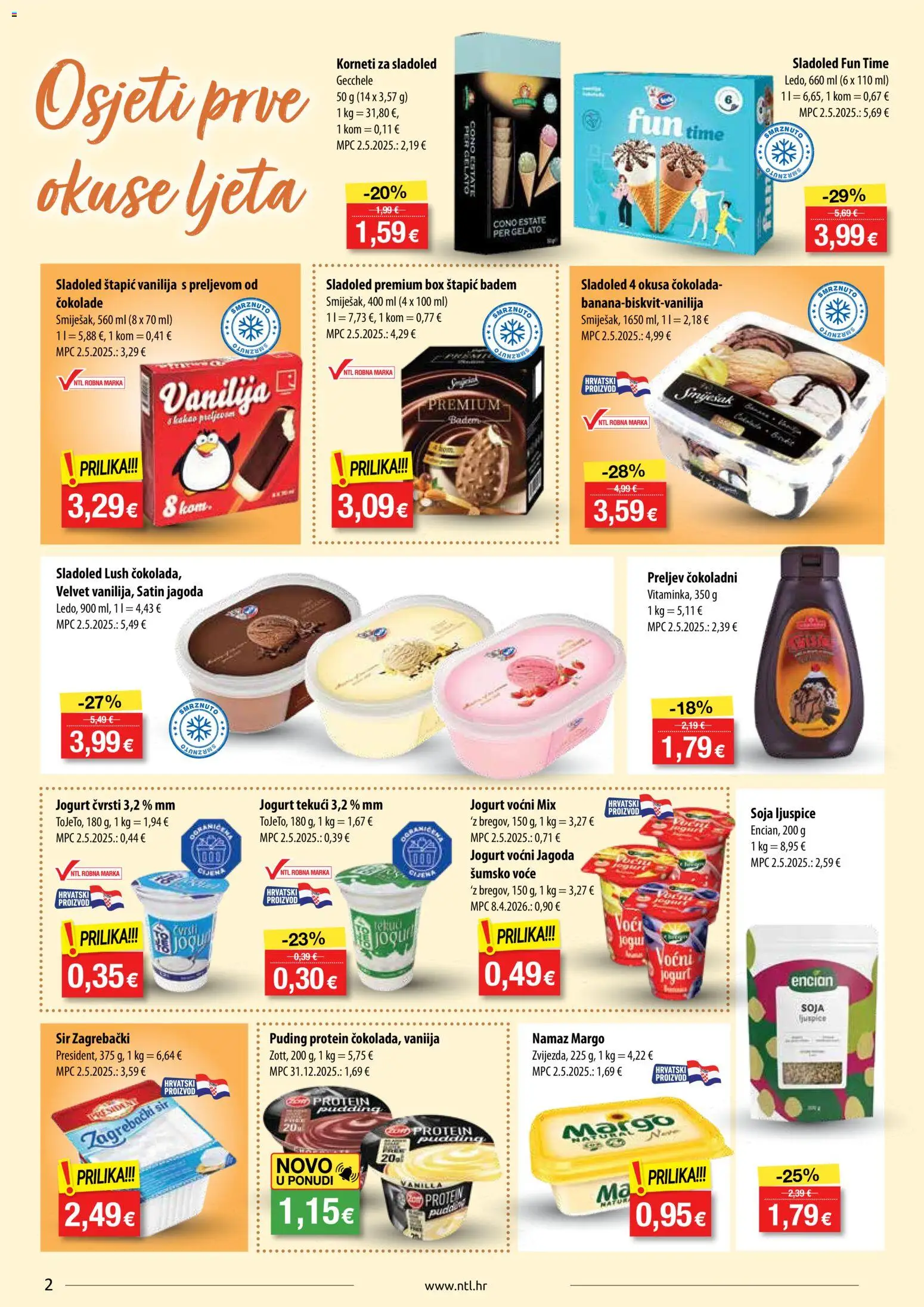 NTL katalog | vrijedi od 20.05.2026 | Stranica: 2 | Proizvodi: Jogurt, Puding, Voće, Namaz