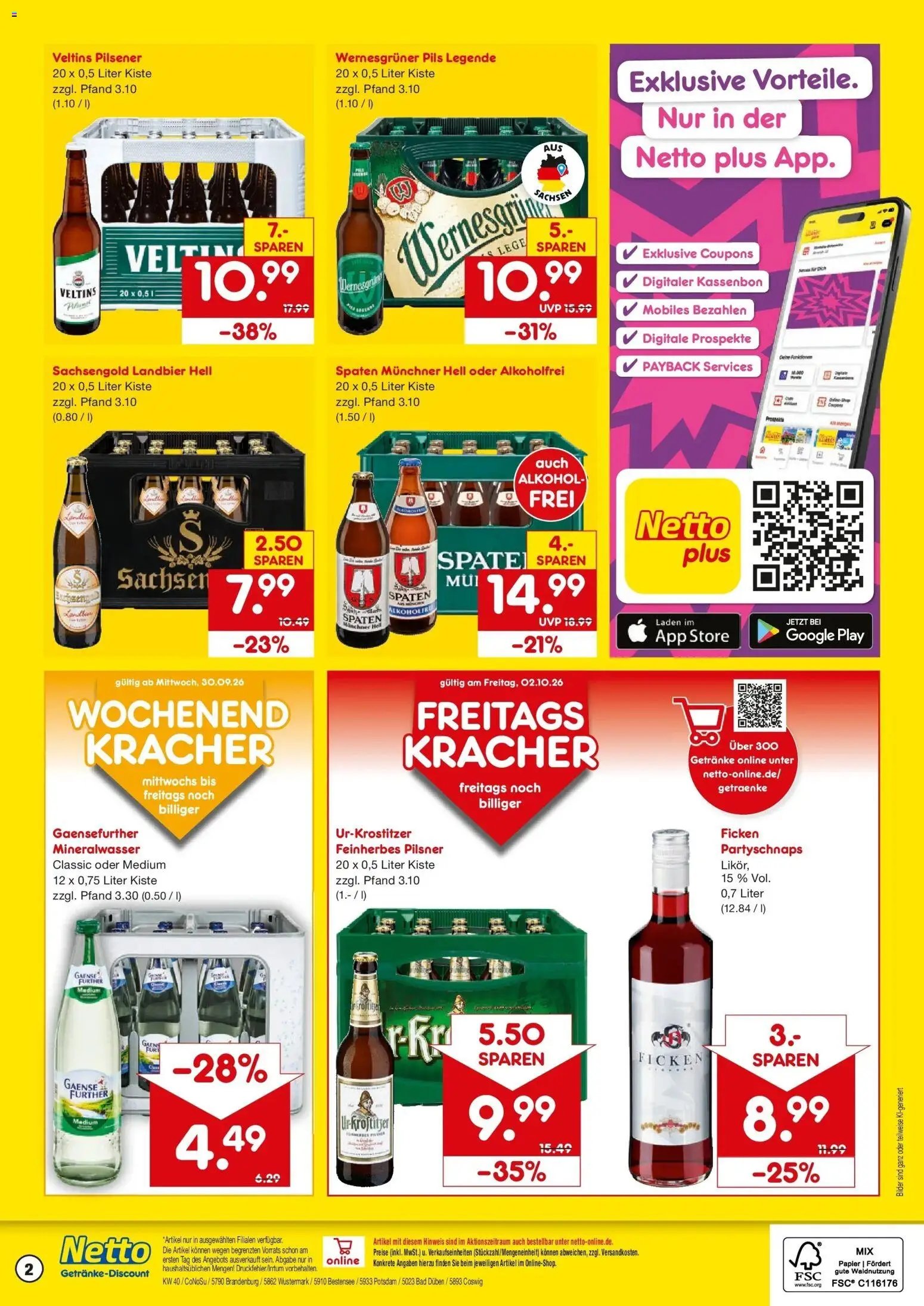 Netto Marken-Discount Prospekt Bestensee (ab 28.09.2026) » Angebote | Seite: 2 | Produkte: Bad, Pils, Bilder, Veltins