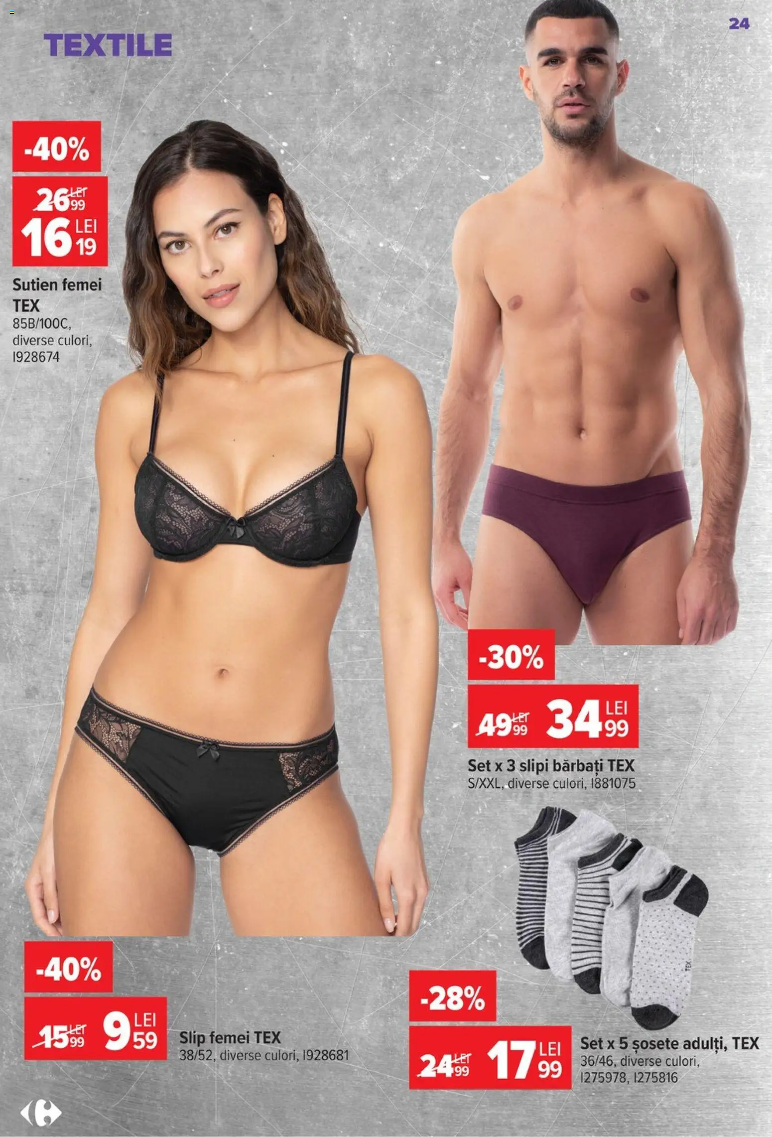 Noul catalog Carrefour – valabil de la 22.07.2026 | Pagină: 24 | Produse: Sutien, Șosete, Slip