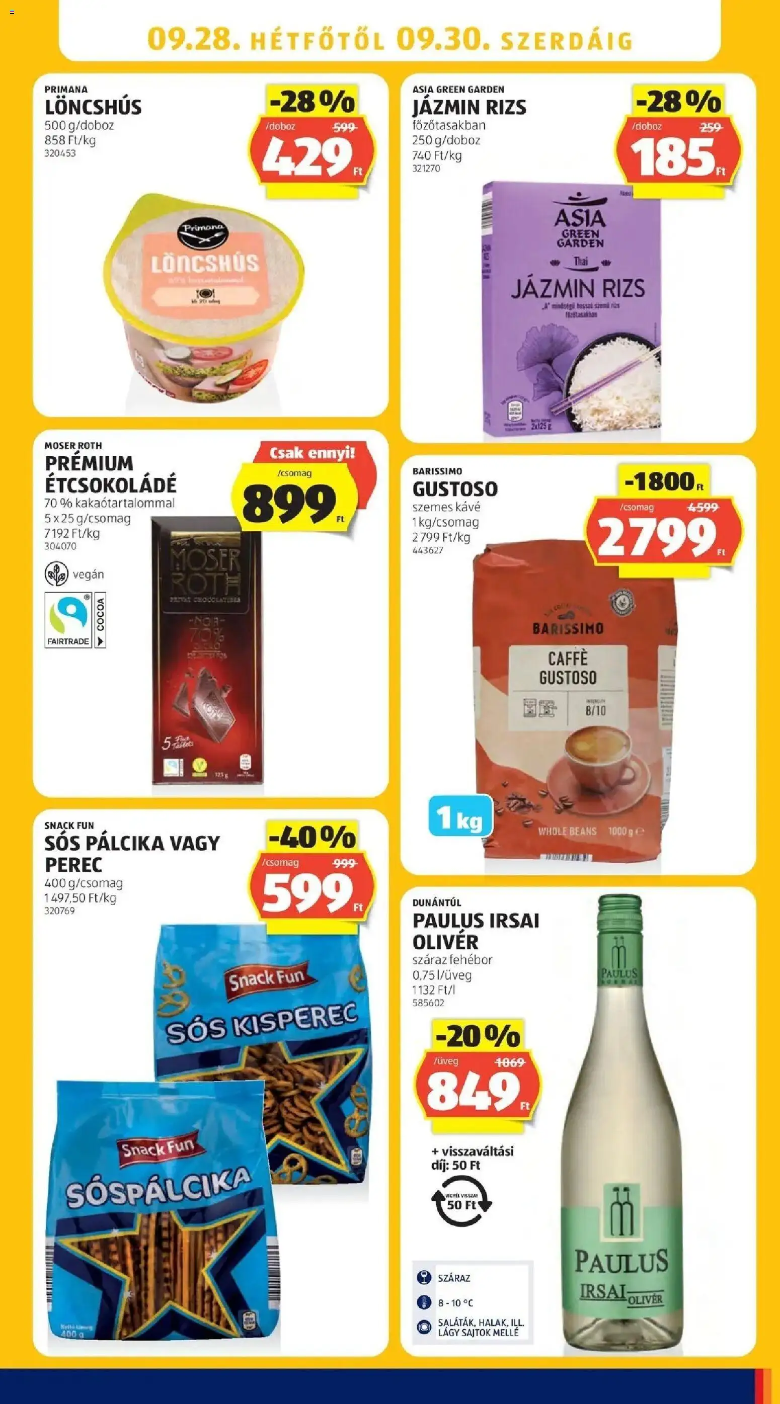 Aldi aktuális akciós újság - 2026.09.19. -tól/töl > akció, lapozható szórólap 🛍️ | Oldal: 27 | Termékek: Kisperec, Jázmin rizs, Üveg, Sós pálcika