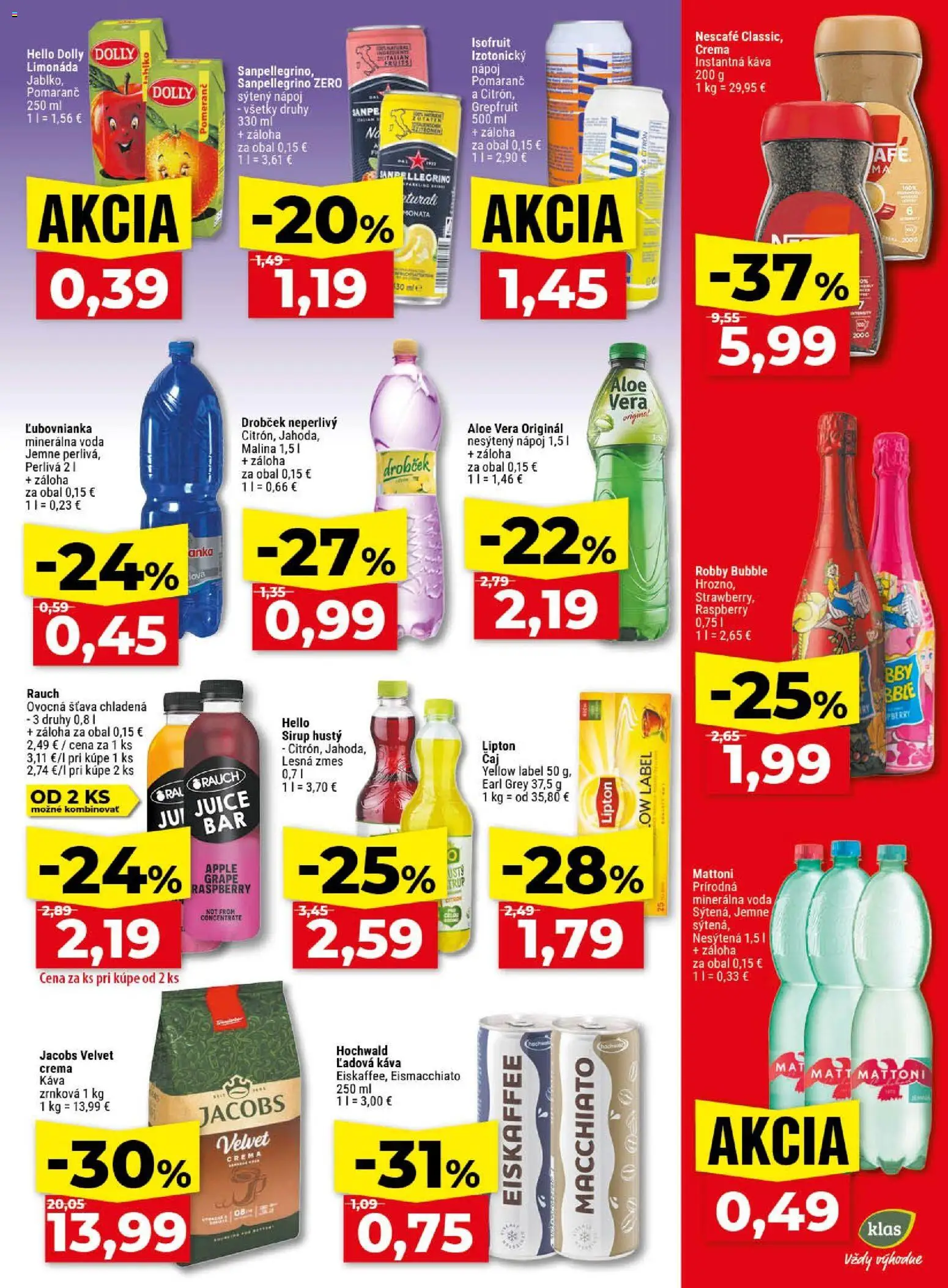 Nové Klas akcie – leták je platný od 11.05.2026 | Strana: 24 | Produkty: Jacobs Velvet, Káva, Apple, Voda