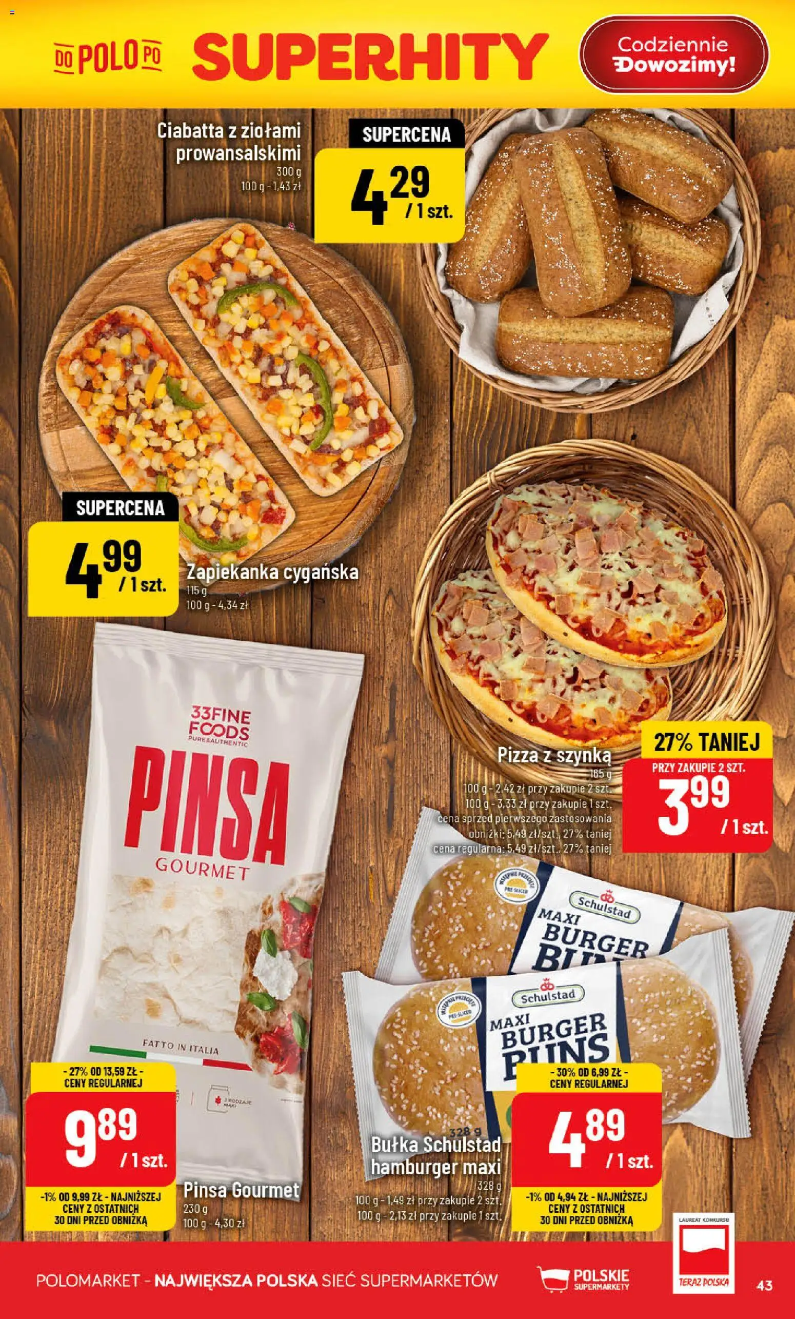 POLOmarket gazetka od 20.05.2026 | Strona: 43 | Produkty: Hamburger, Pizza, Pinsa, Ciabatta