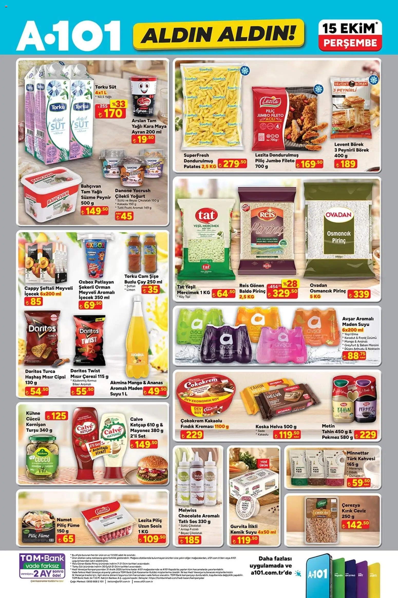 A101 - Katalog Aldın Aldın - 15 Ekim 2026 tarihinden itibaren geçerlidir | Sayfa: 1 | Ürünler: Mayonez, Limon, Piliç, Şeftali