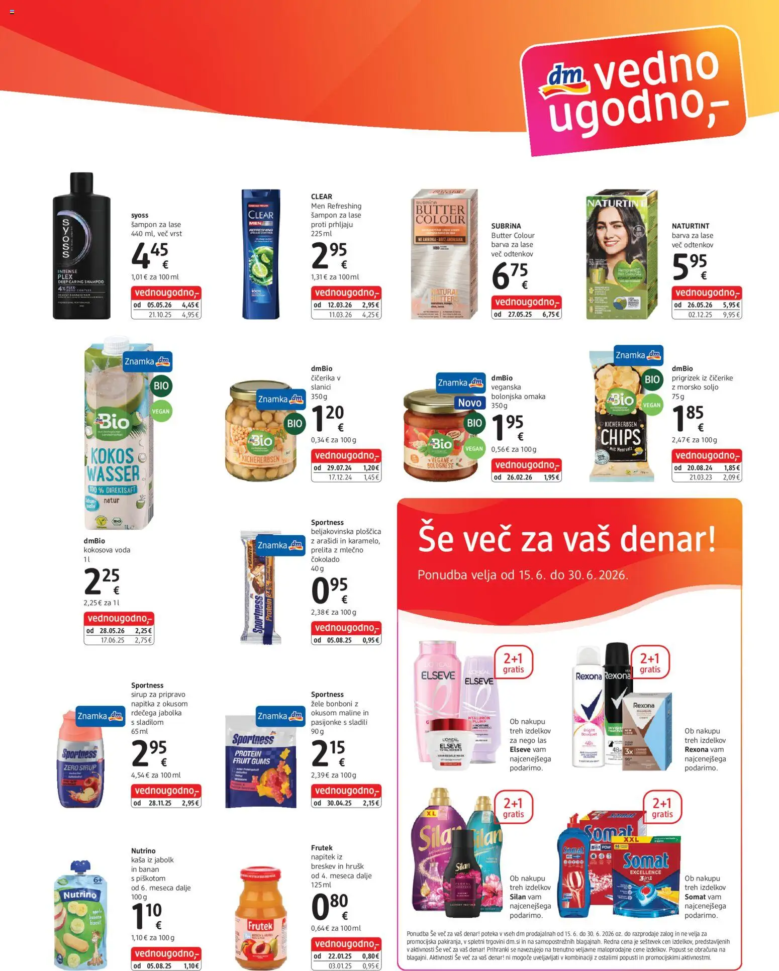 Novi DM Drogerie Markt katalog ponudbe – veljaven od 15.04.2026 | Stran: 3 | Izdelki: Sirup, Beljakovinska ploščica, Jabolka, Voda