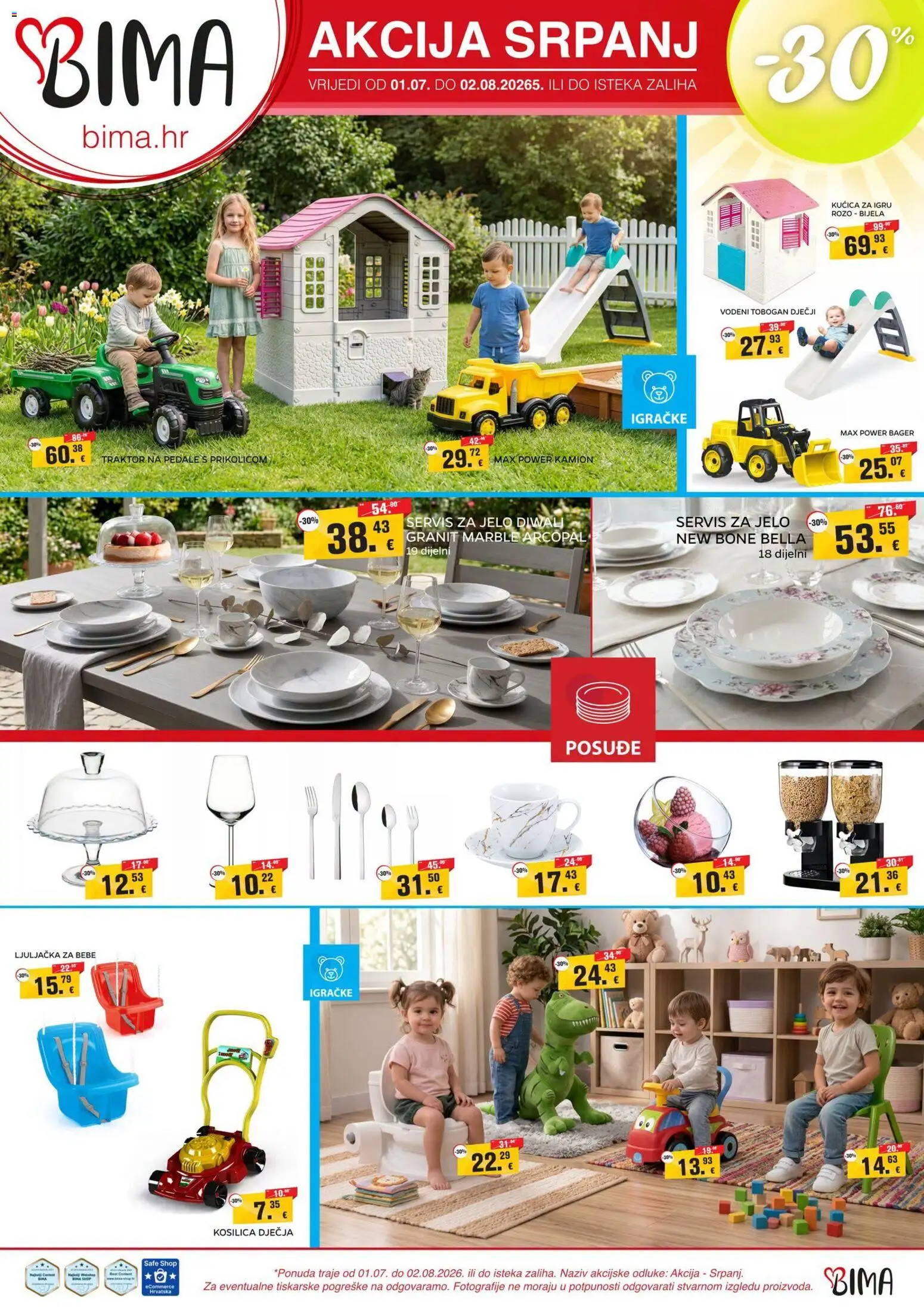 Bima katalog | vrijedi od 01.07.2026 | Stranica: 1 | Proizvodi: Kosilica, Ljuljačka, Traktor