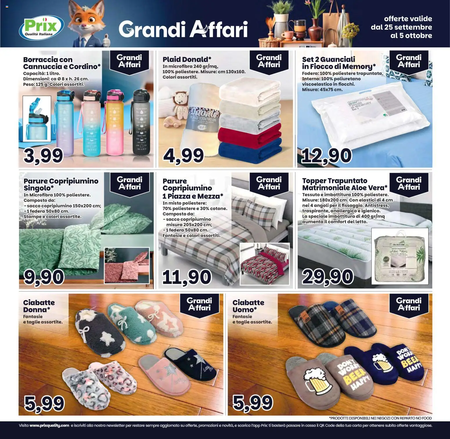 Volantino Prix del 25/09/2026 | Pagina: 20 | Prodotti: Plaid, Ciabatte, Borraccia, Elastici