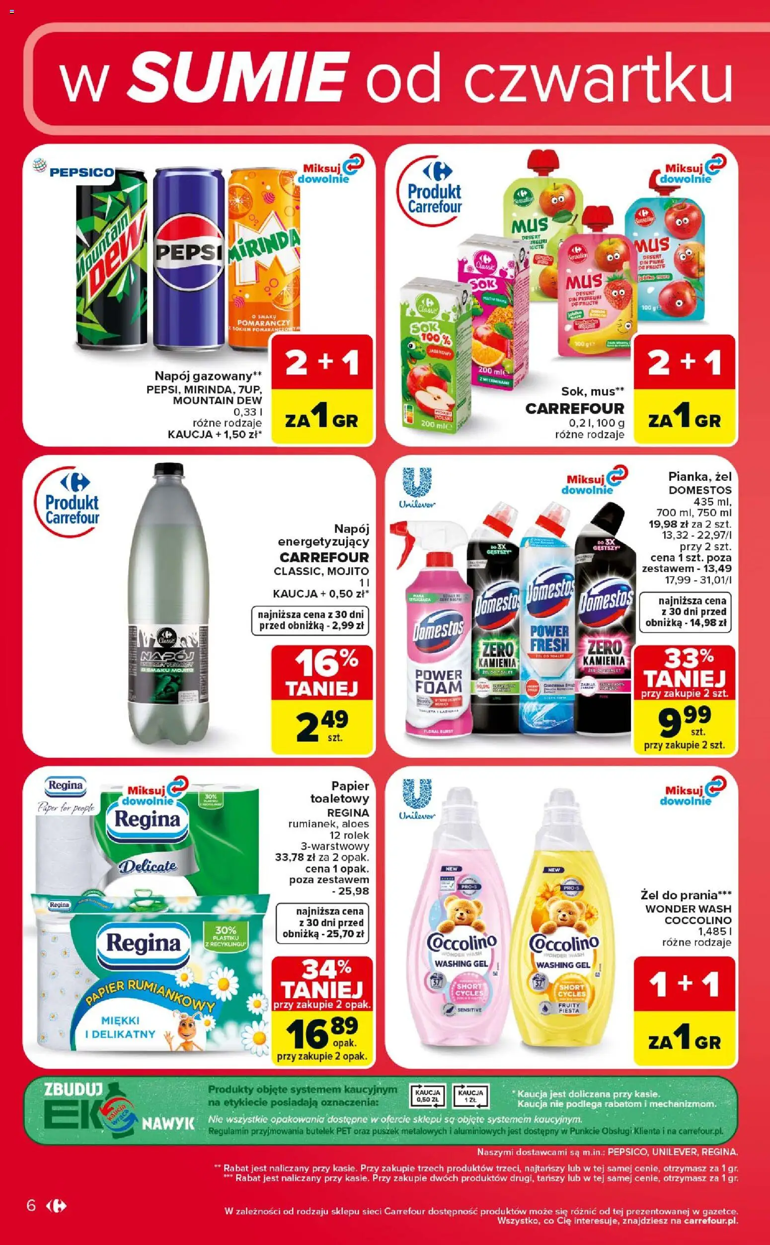 Carrefour gazetka - Weekend okazji od 02.07.2026 | Strona: 6 | Produkty: Pepsi, Coccolino, Toaleta, Domestos