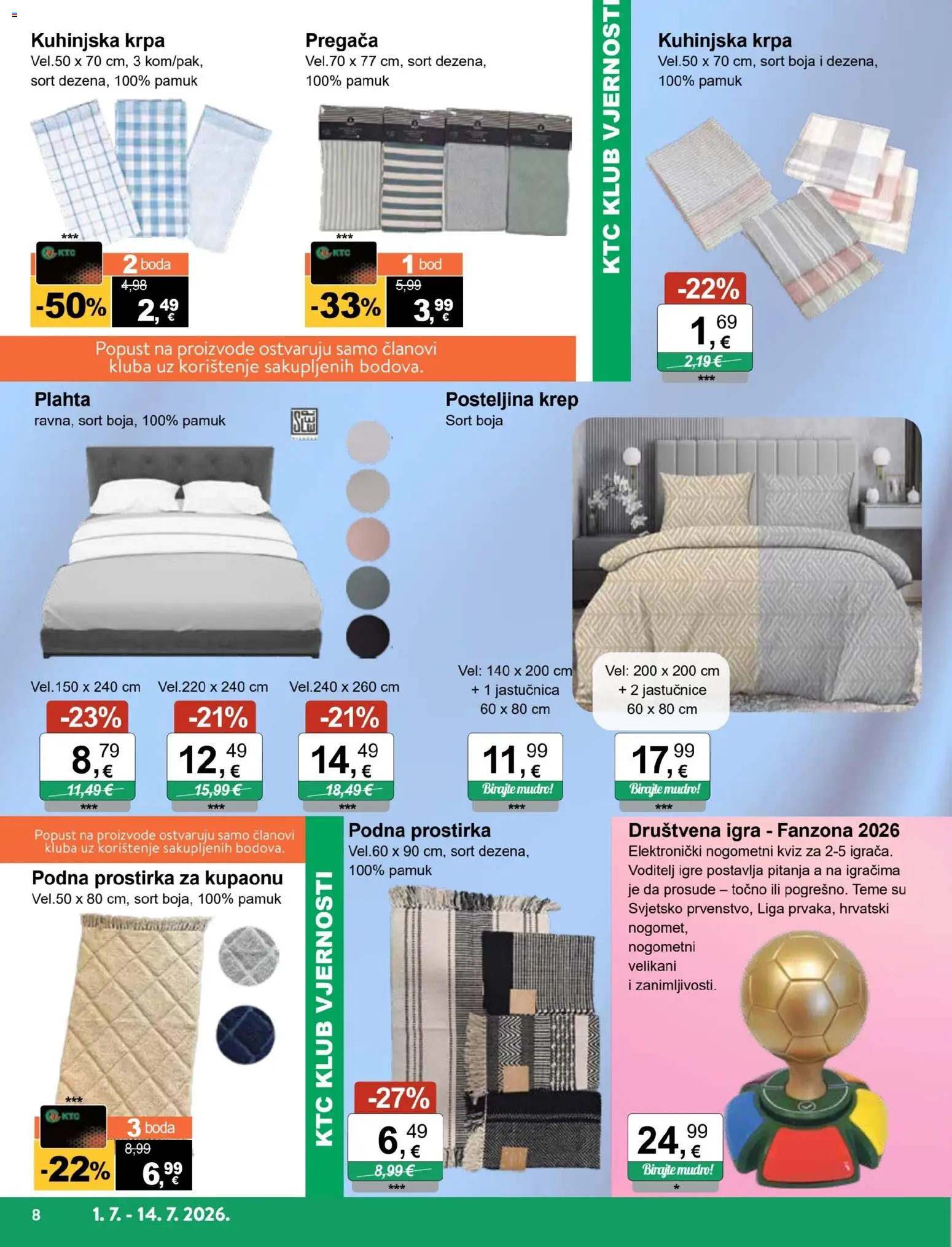 KTC katalog | vrijedi od 01.07.2026 | Stranica: 8 | Proizvodi: Krpa, Jastučnica, Posteljina, Igra