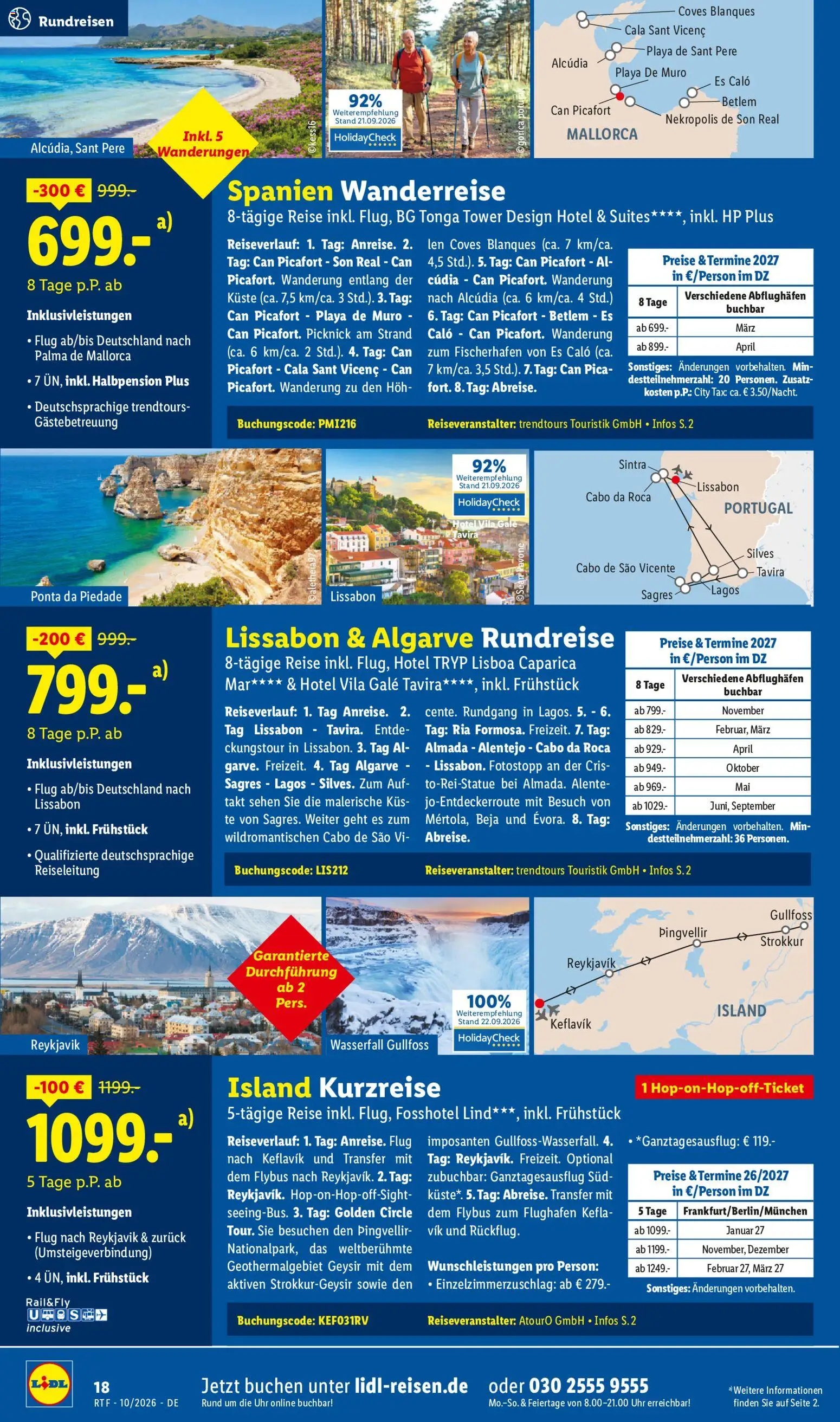 Lidl Reisen Oktober/November Reise-Highlights – gültig ab 14.10.2026 | Seite: 18 | Produkte: HP, Uhr