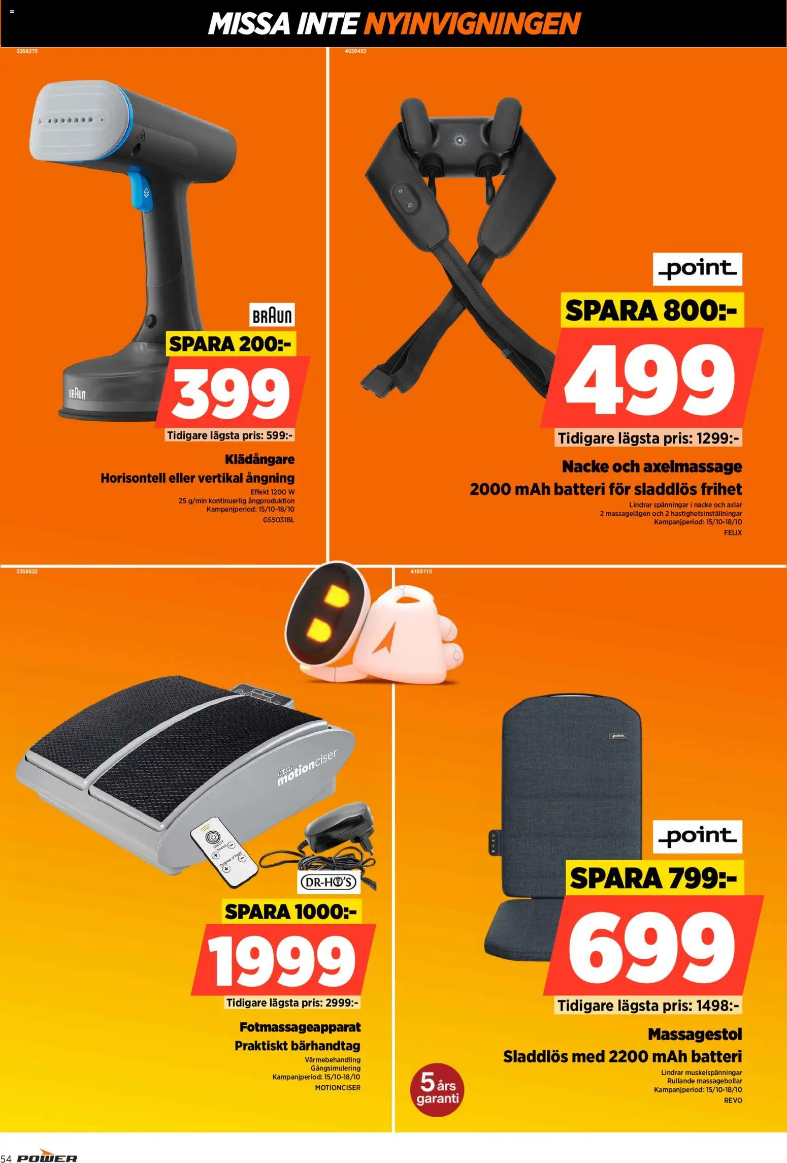 Power reklamblad aktuell från 15/10/2026 | Sida: 54 | Produkter: Massagestol, Batteri