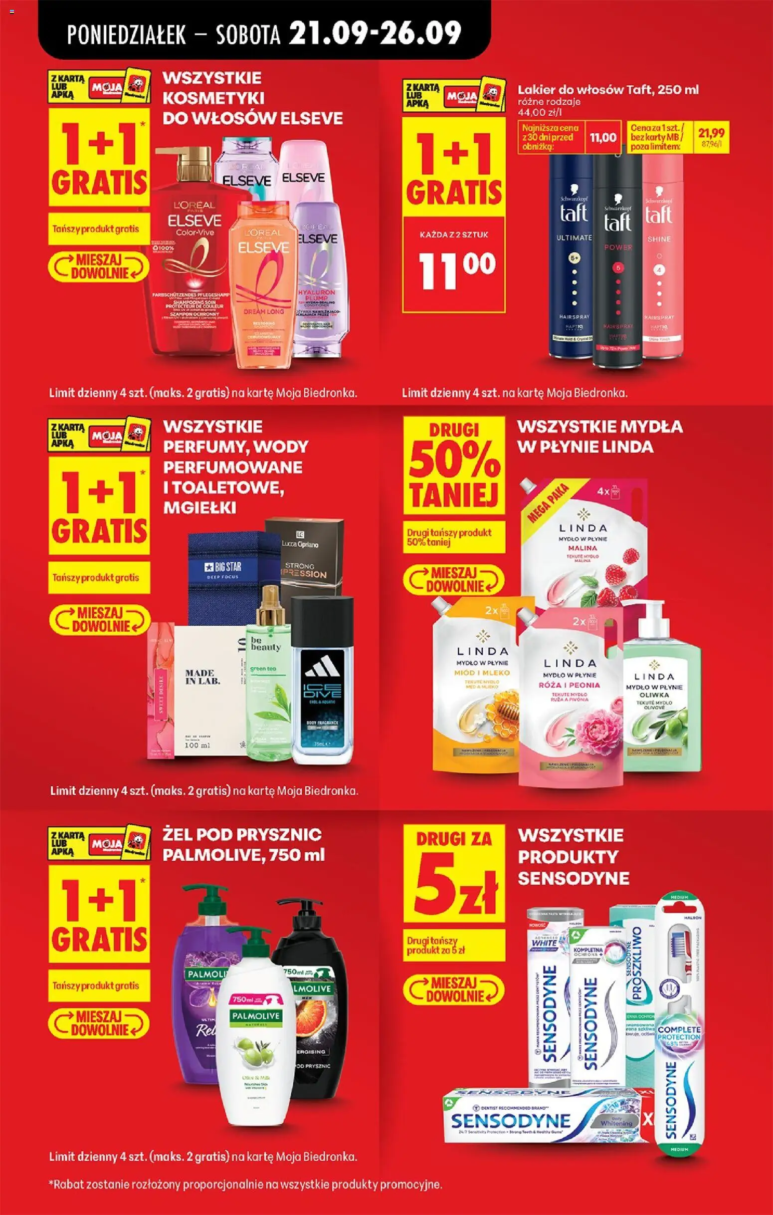 Biedronka gazetka od poniedziałku od 21.09.2026 | Strona: 22 | Produkty: Karta, Malina, Mydło w płynie, Prysznic