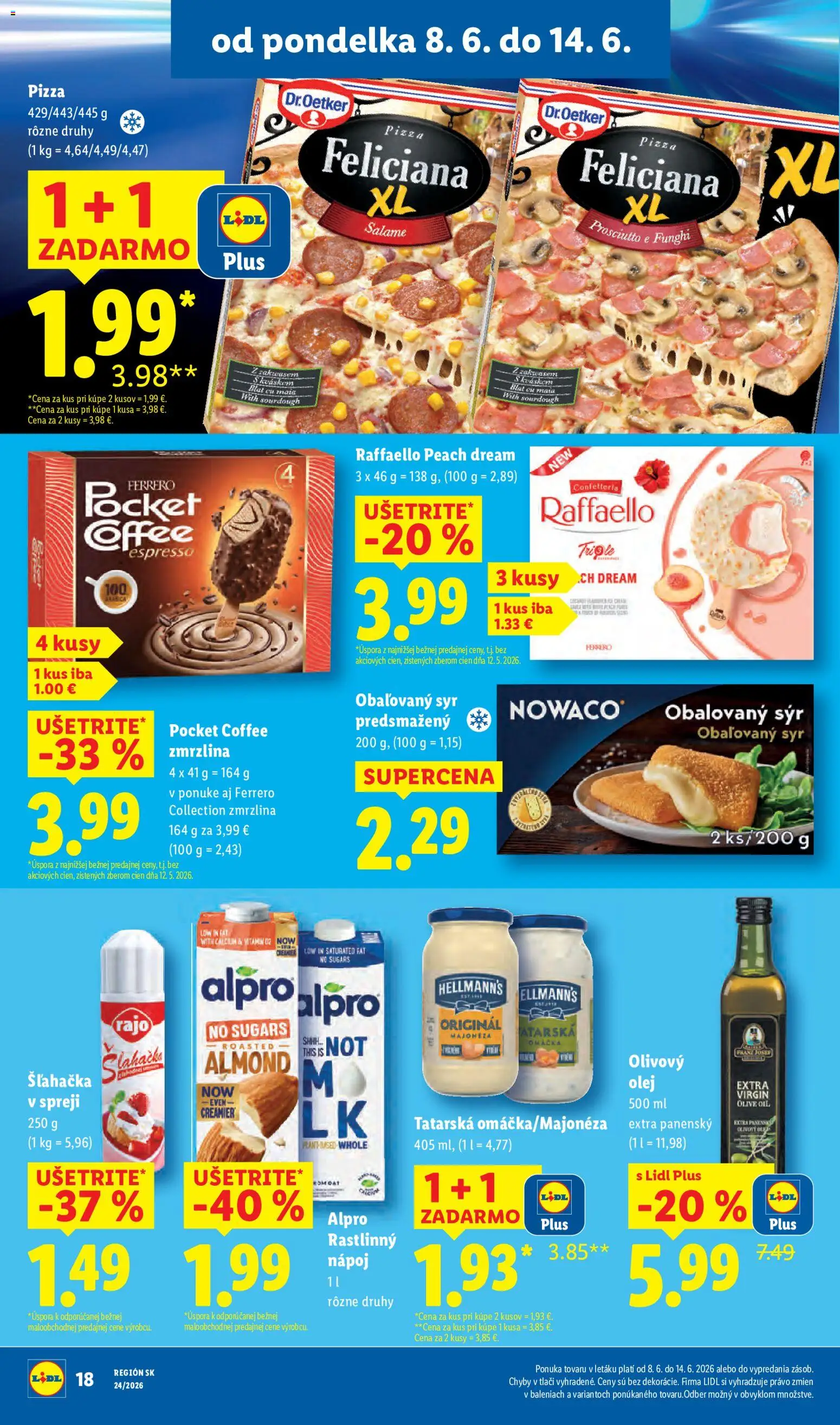 Nové Lidl akcie – leták je platný od 08.06.2026 | Strana: 28 | Produkty: Syr, Pizza, Omáčka, Šľahačka