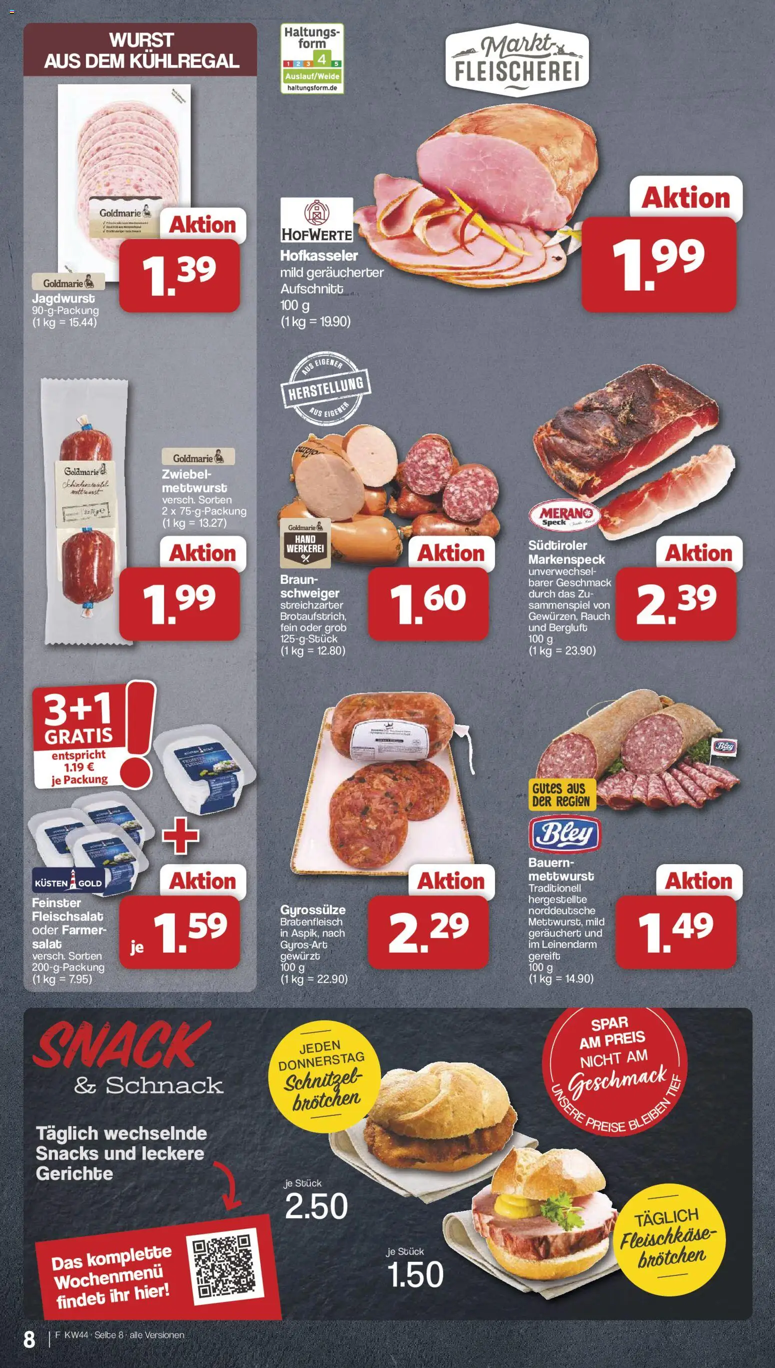Famila Nordwest Prospekt – gültig ab 26.10.2026 | Seite: 8 | Produkte: Schnitzel, Wurst, Gerichte, Salat