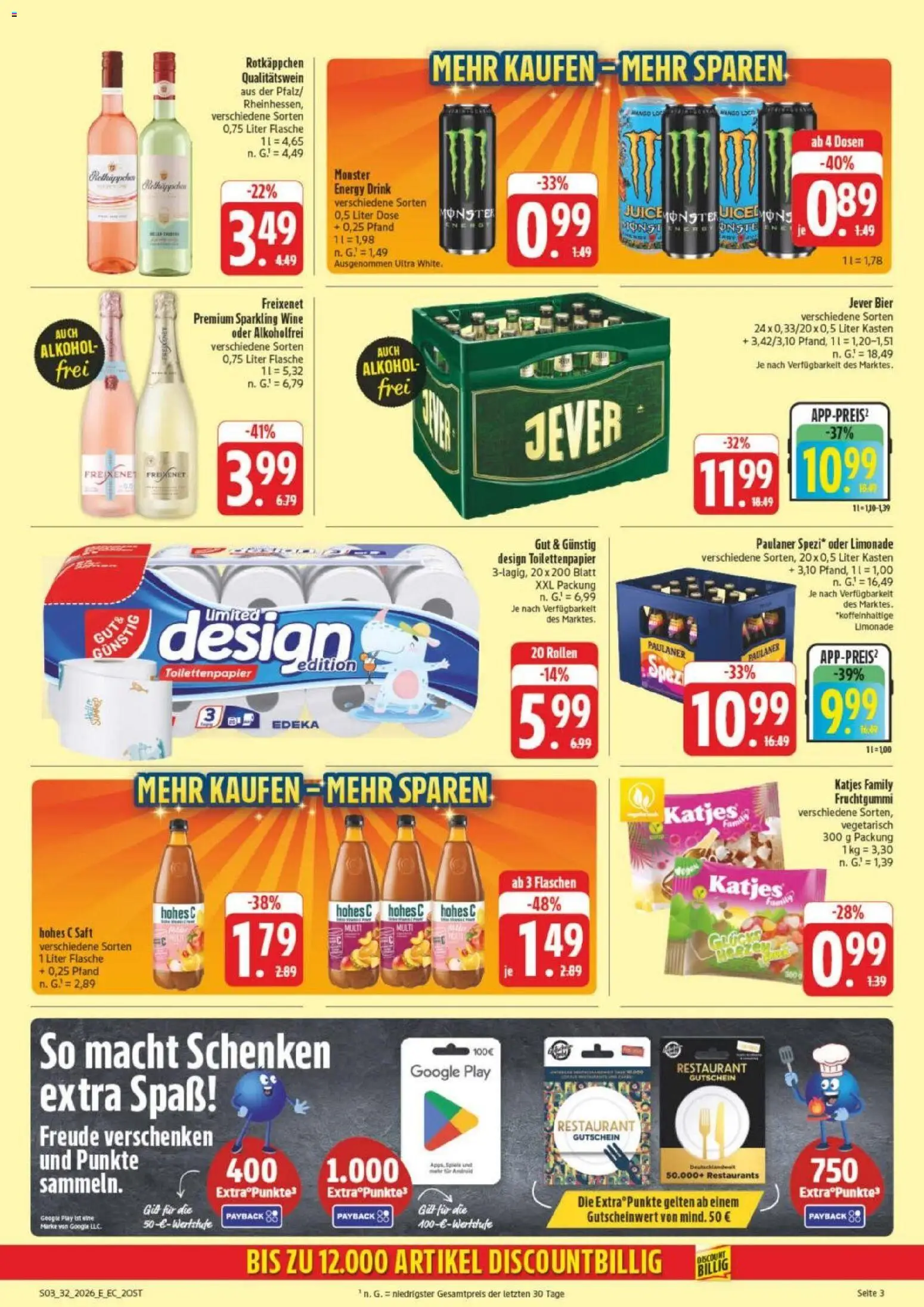 Edeka Prospekt Leipzig – gültig ab 03.08.2026 | Seite: 3 | Produkte: Energy, Bier, Katjes, Toilettenpapier