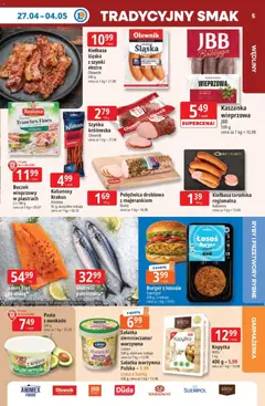 Pogląd oferty "E.Leclerc gazetka" - ważna od 27.04.2026 | Strona: 5 | Produkty: Boczek wieprzowy, Kaszanka, Ziemniaczki, Kopytka