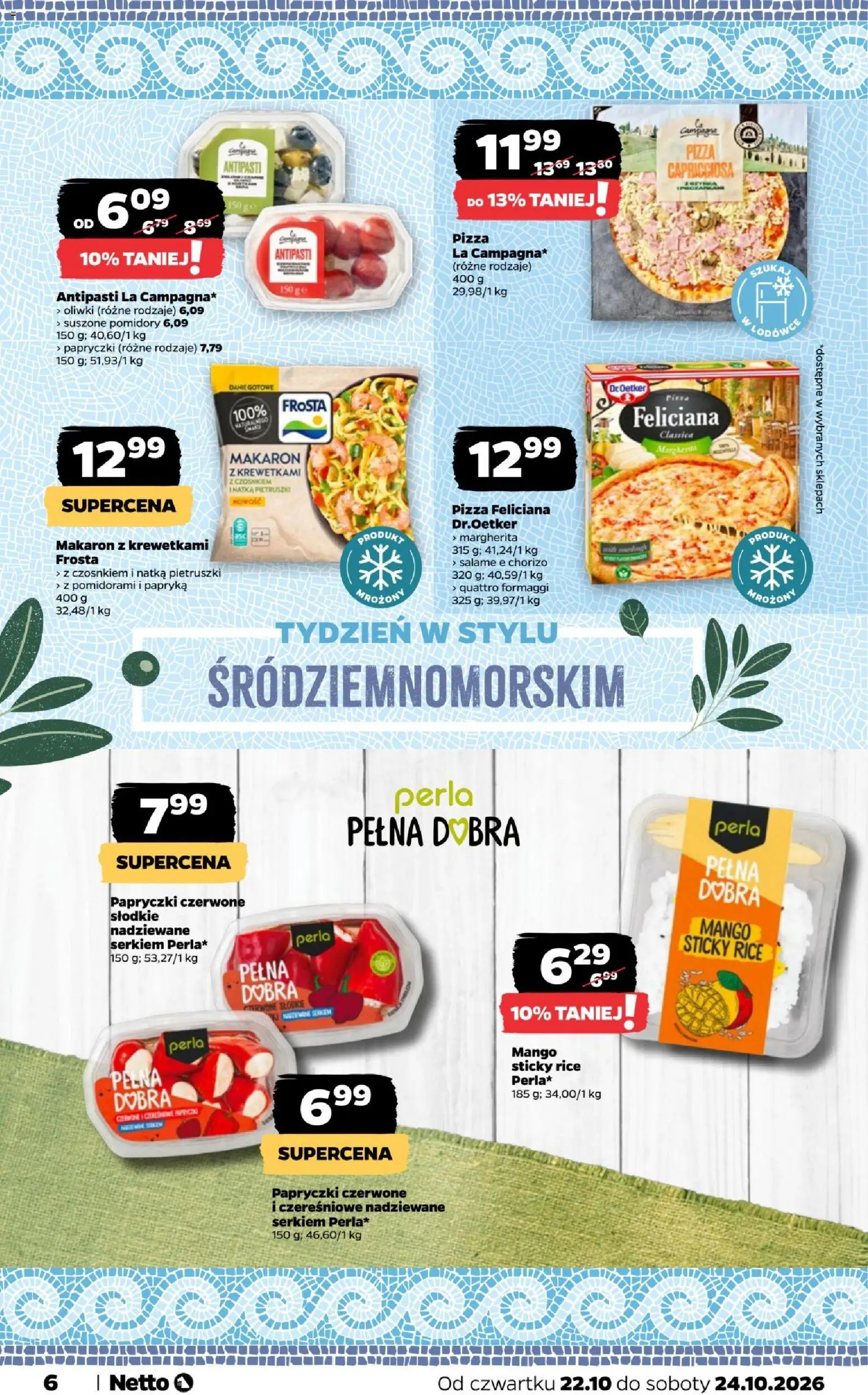 Netto gazetka od czwartku od 22.10.2026 | Strona: 6 | Produkty: Natka pietruszki, Oliwki, Pizza Feliciana, Makaron