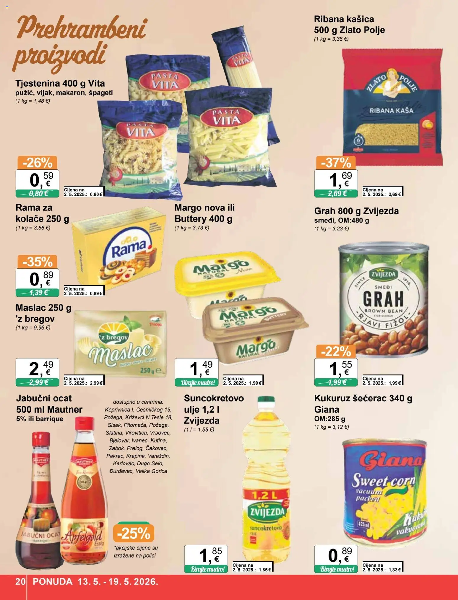 KTC katalog | vrijedi od 13.05.2026 | Stranica: 20 | Proizvodi: Kukuruz, Ulje, Ocat, Pasta