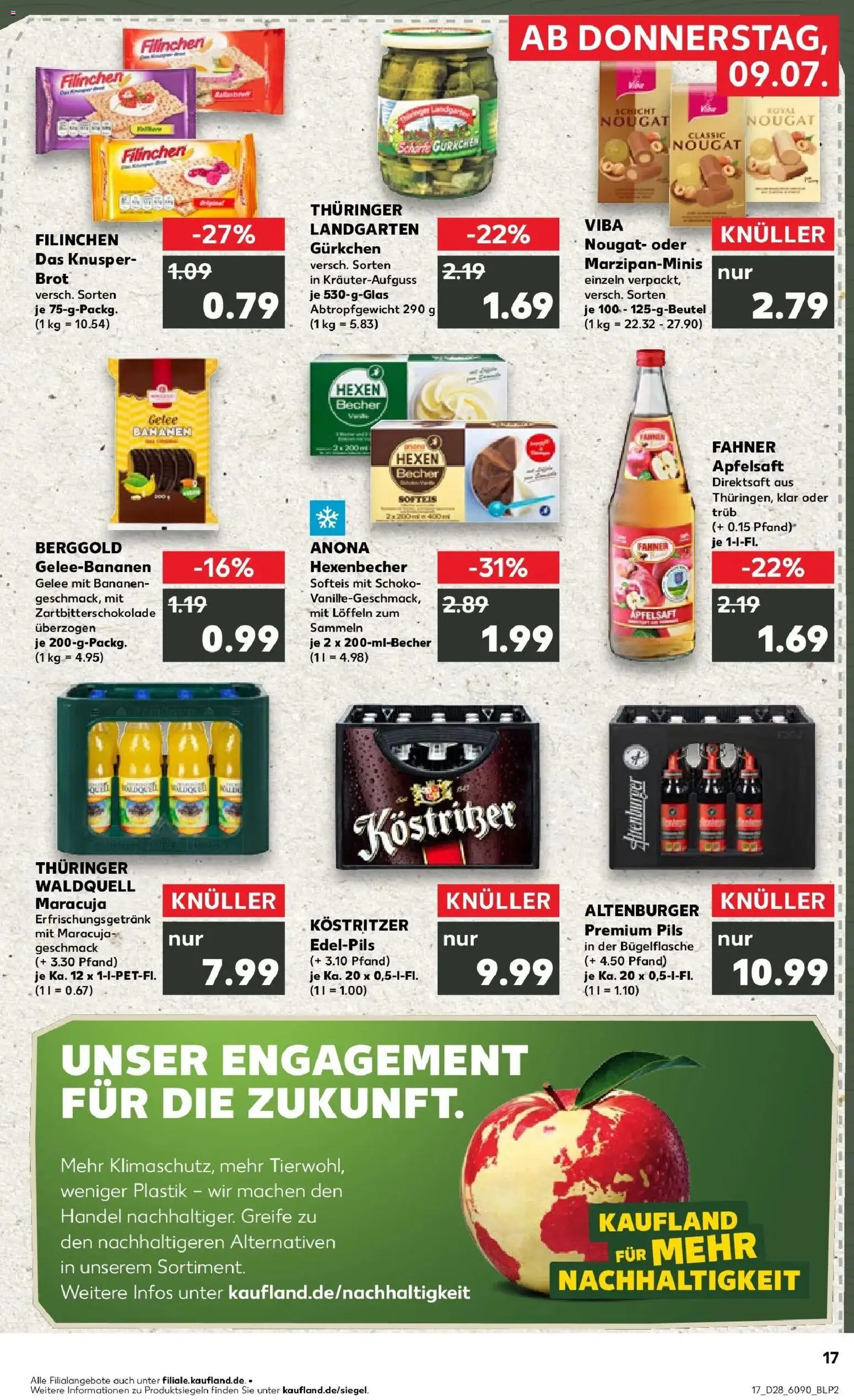 Kaufland Prospekt Schmalkalden – gültig ab 09.07.2026 | Seite: 17 | Produkte: Kostritzer, Pils, Apfelsaft, Brot