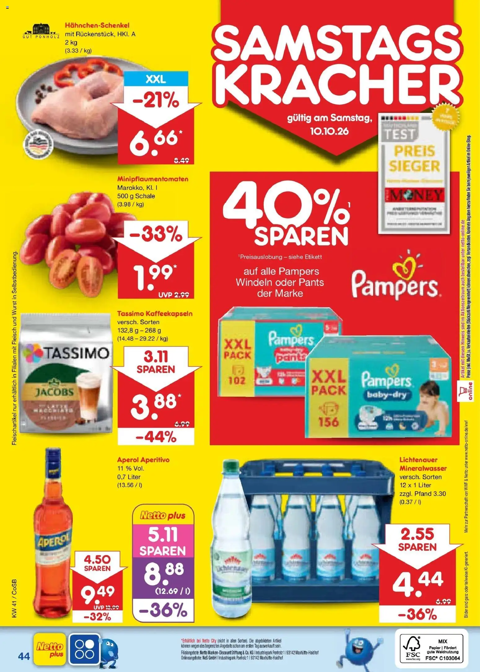 Netto Marken-Discount Prospekt Leipzig – gültig ab 05.10.2026 | Seite: 56 | Produkte: Hahnchenschenkel, Mineralwasser, Aperol, Fleisch
