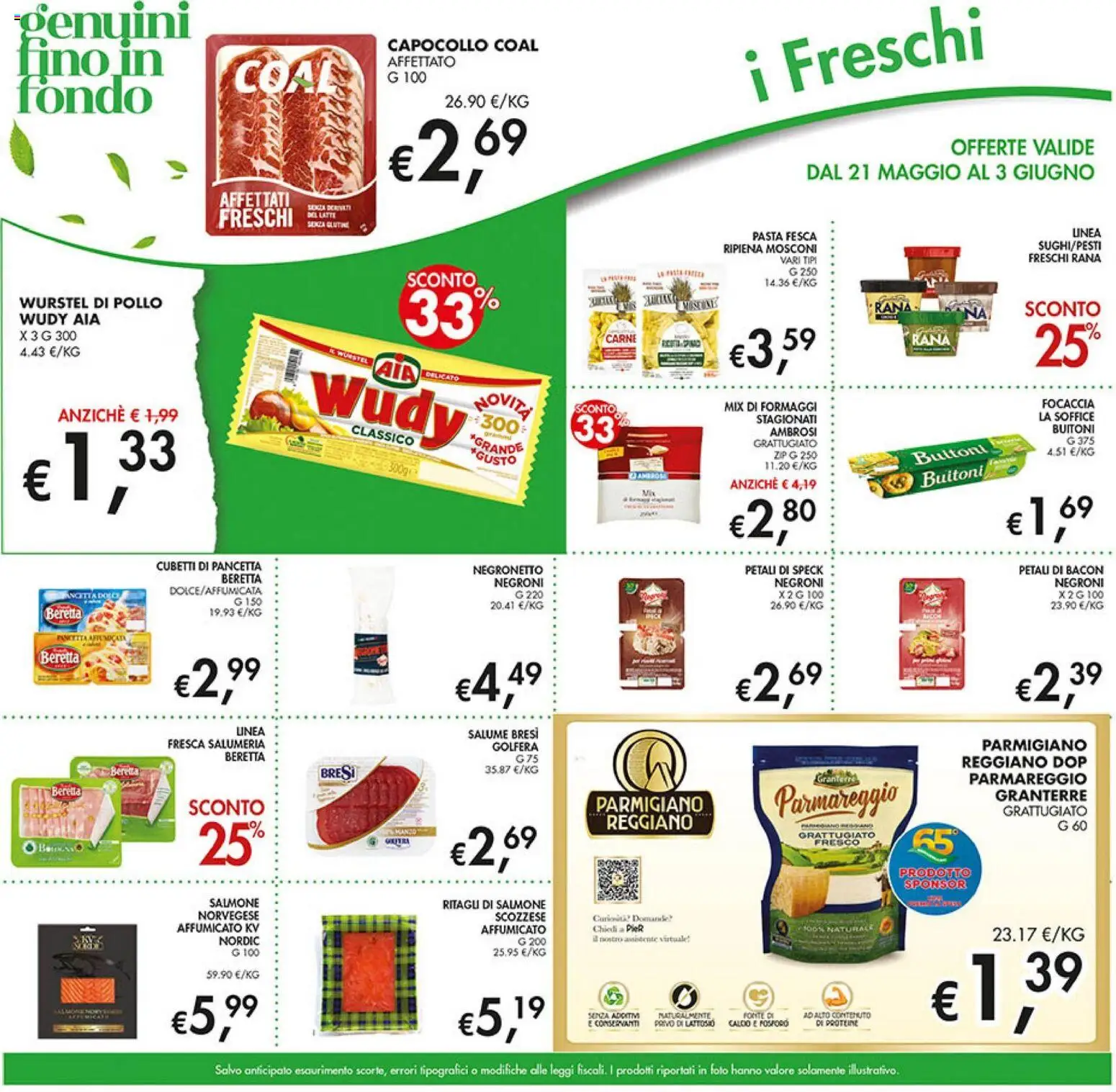 Volantino Coal del 21.05.2026 | Pagina: 11 | Prodotti: Salmone, Pancetta, Wurstel, Chiodi