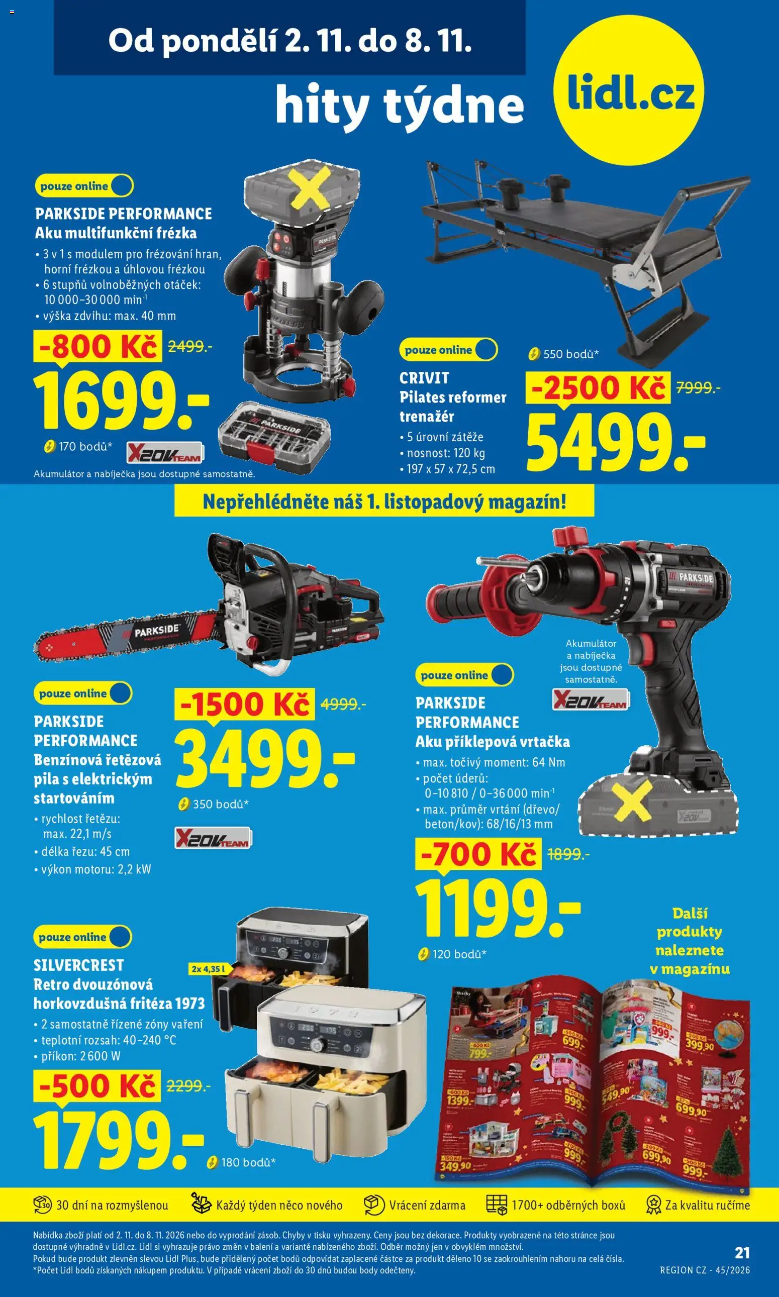 Lidl leták - Hity týdne od 02.11.2026 | Strana: 1 | Produkty: Parkside, Pila, Vrtačka, Frézka