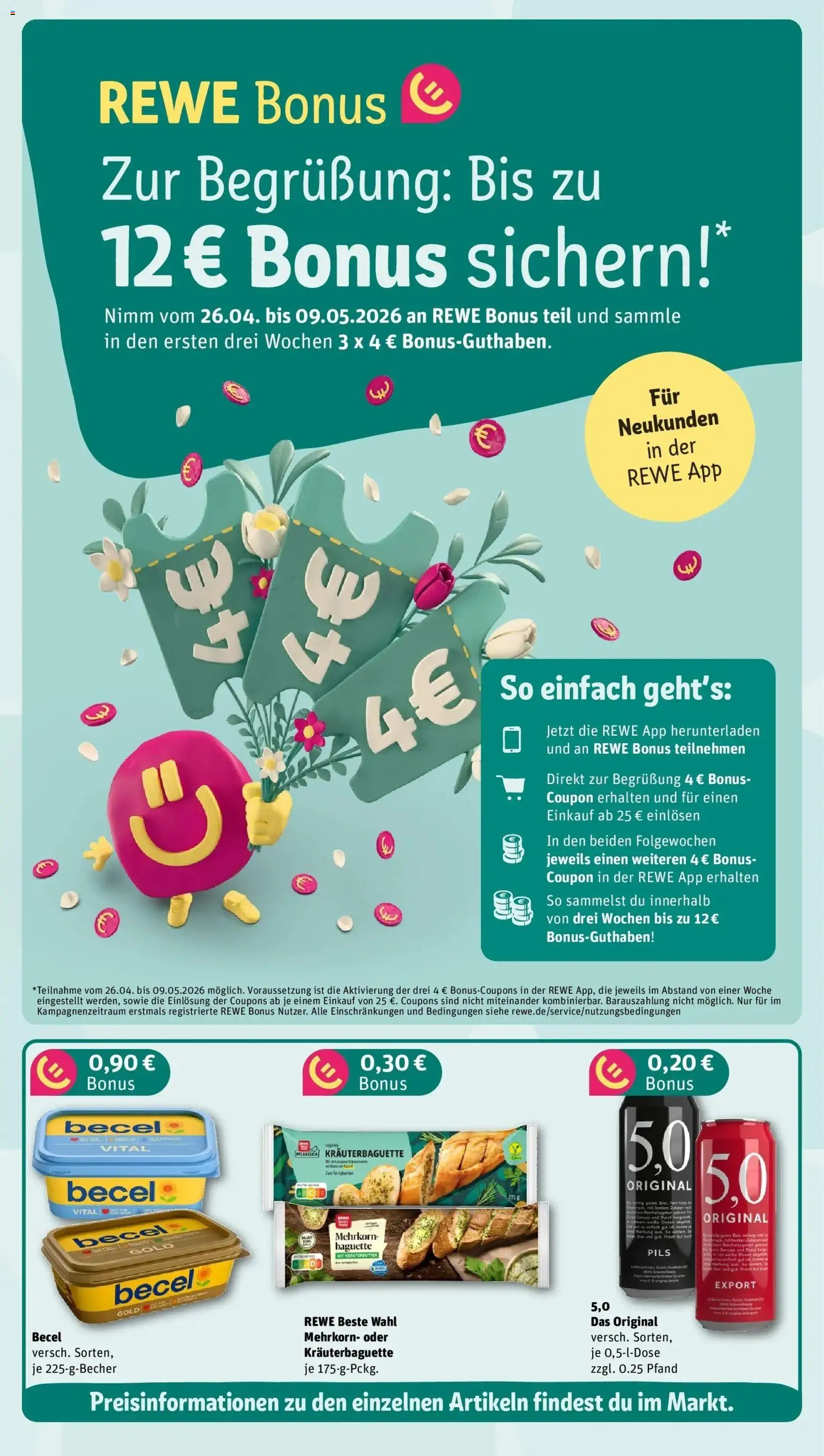 Rewe Prospekt Müllheim	 – gültig ab 27.04.2026 | Seite: 3 | Produkte: Becel, Pils, Baguette