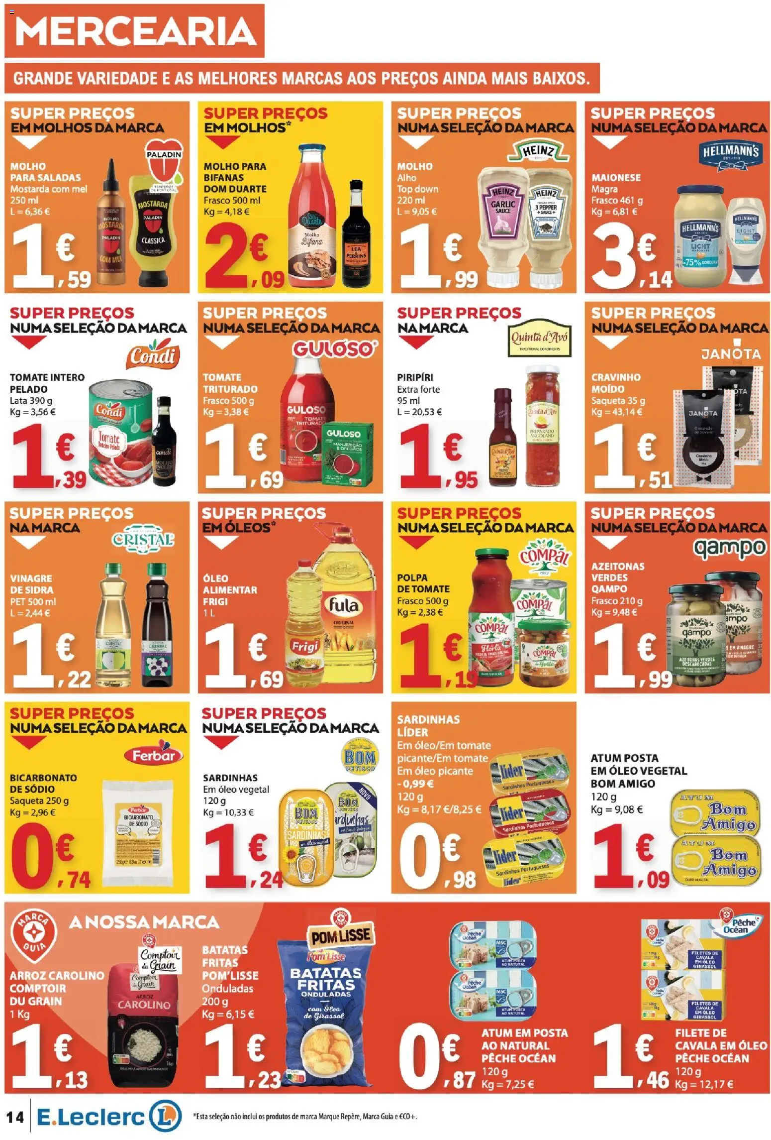 E.Leclerc folheto │ válido de 24/09/2026 | Página: 14 | Produtos: Vinagre, Atum, Orégãos, Arroz