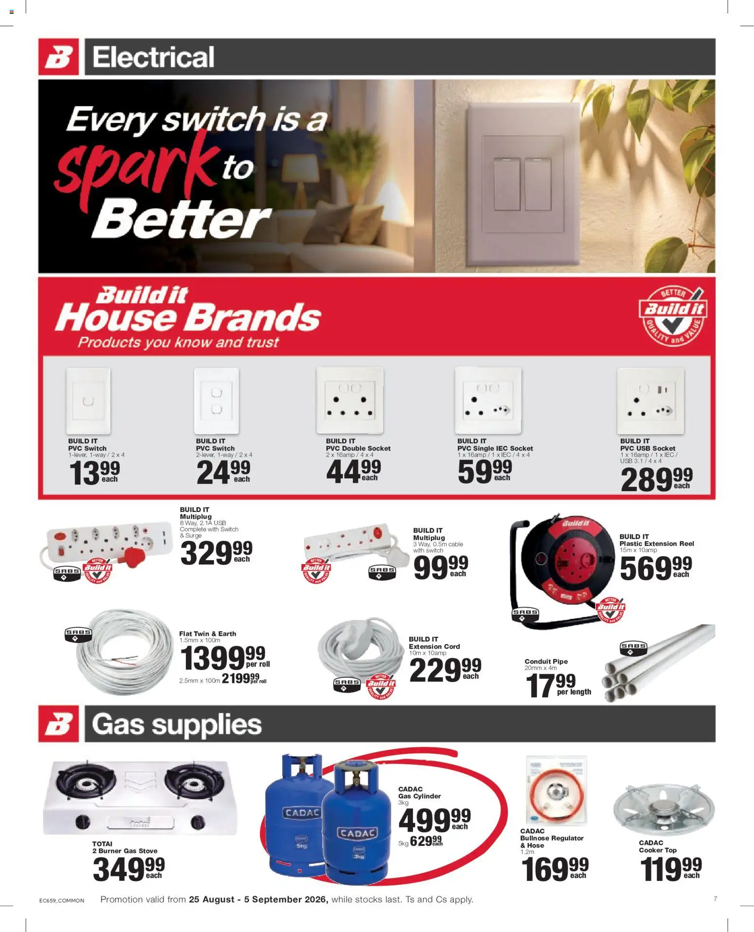 New Build It catalogue – valid from 25/08/2026 | Page: 7 | Products: Cable, USB, Switch, Pipe