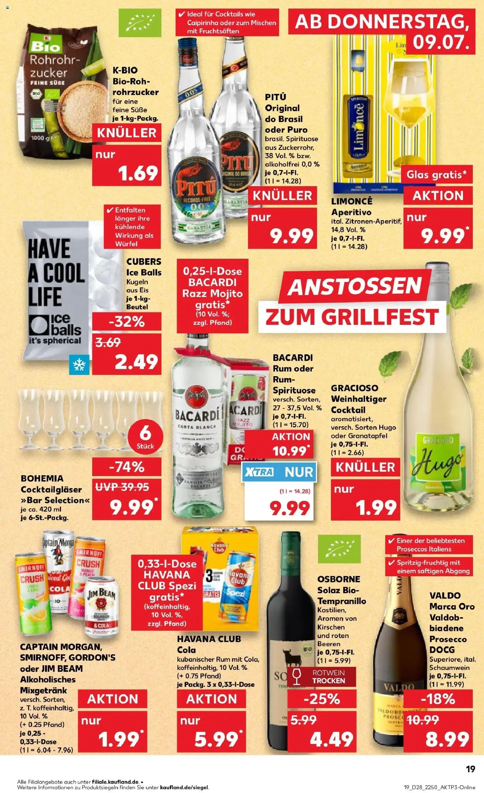 Kaufland Prospekt Pfullingen – gültig ab 09.07.2026 | Seite: 19 | Produkte: Havana club, Osborne, Prosecco, Hugo
