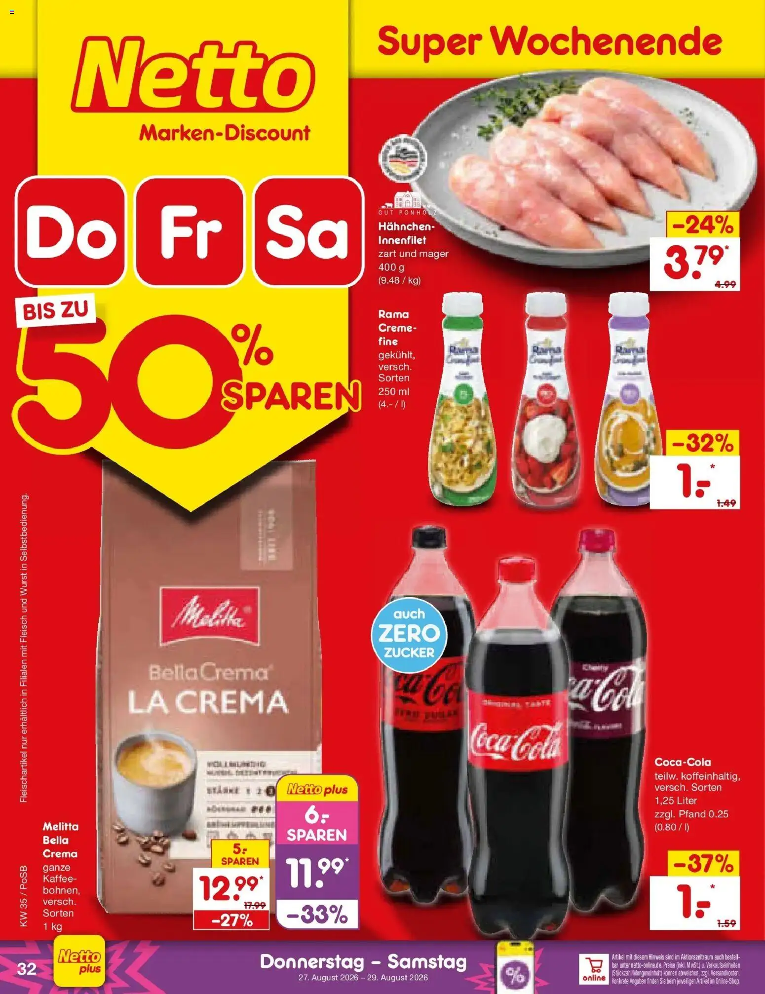 Netto Marken-Discount Prospekt Amberg (ab 24.08.2026) » Angebote | Seite: 46 | Produkte: Hahnchen, Cola, Zucker, Fleisch