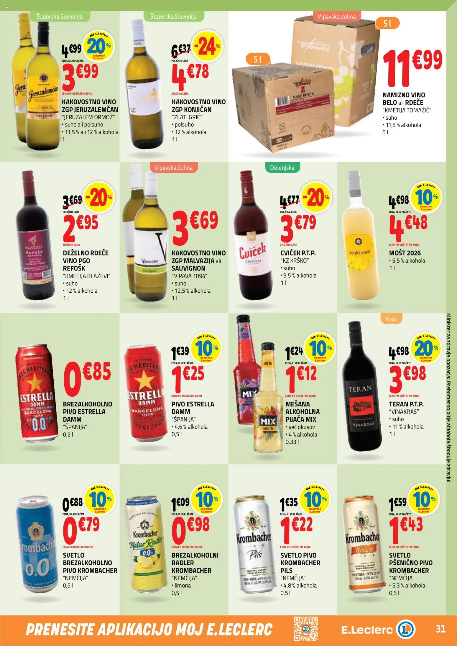 Novi E.leclerc katalog ponudbe – veljaven od 28.10.2026 | Stran: 31 | Izdelki: Radler, Vino, Pivo, Limona